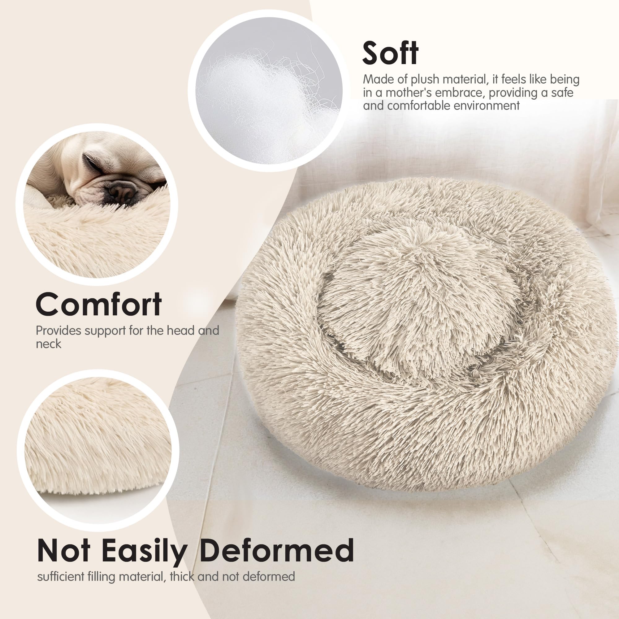 Dog Beds Large Sized Dog And Cats, 32In Pet Beds For Large Pet, Washable Indestructible Extra Large (Light Brown)