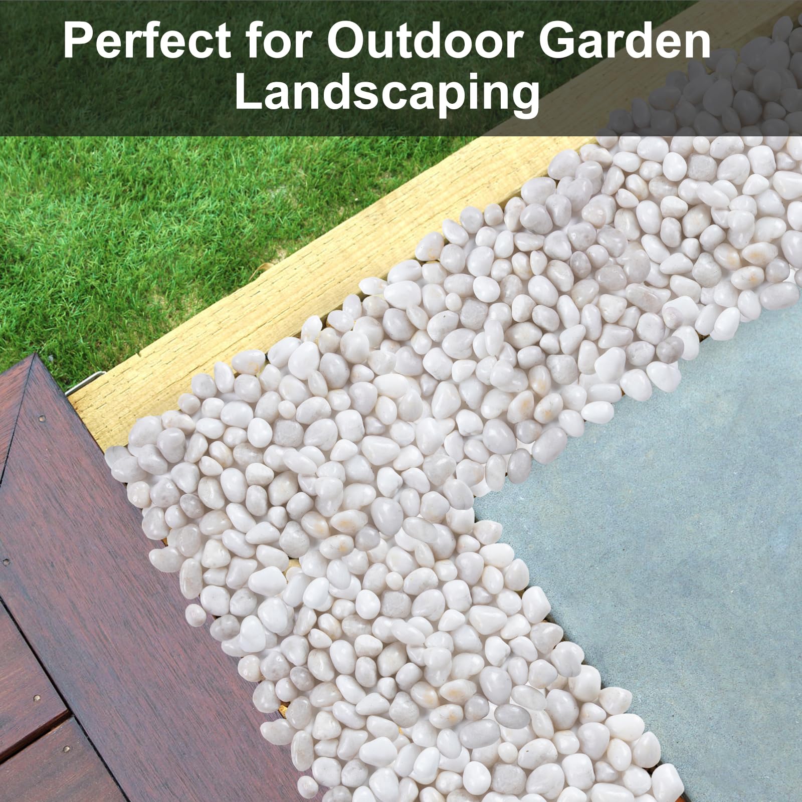 Lechloris 20lb White River Rock- High Polished Pebbles for Indoor Plants- Decorative Stones for Aquarium Fish Tank - White Rocks