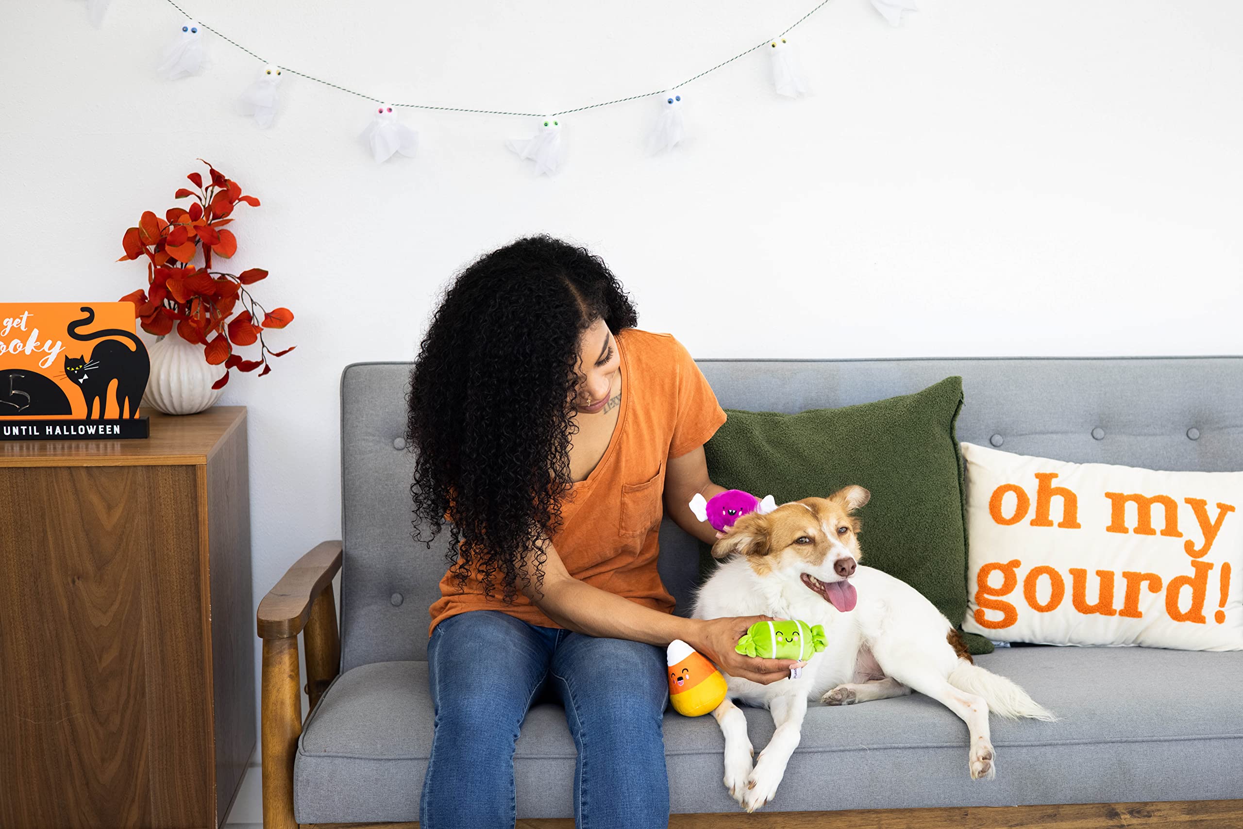 Pearhead Halloween Candy Dog Toys, Set Of 3, Plush Dog Toys, Squeaky Dog Toy, Holiday Pet Toys, Must Have Pet Accessories For Pet Owners