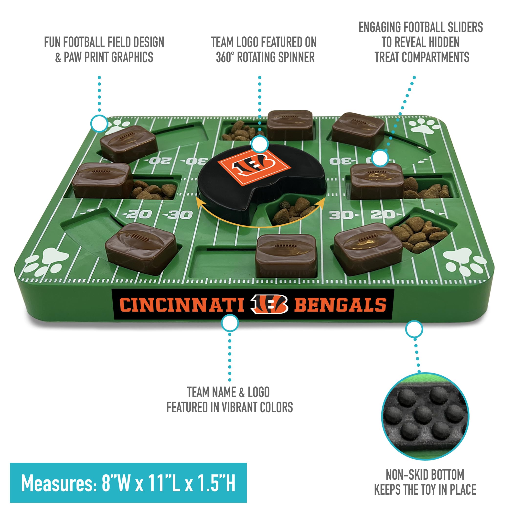 Pets First Nfl Cincinnati Bengals Puzzle Toy, Puzzle Treat Dog Toy, Interactive Dog Treat Toy, Dog Puzzle