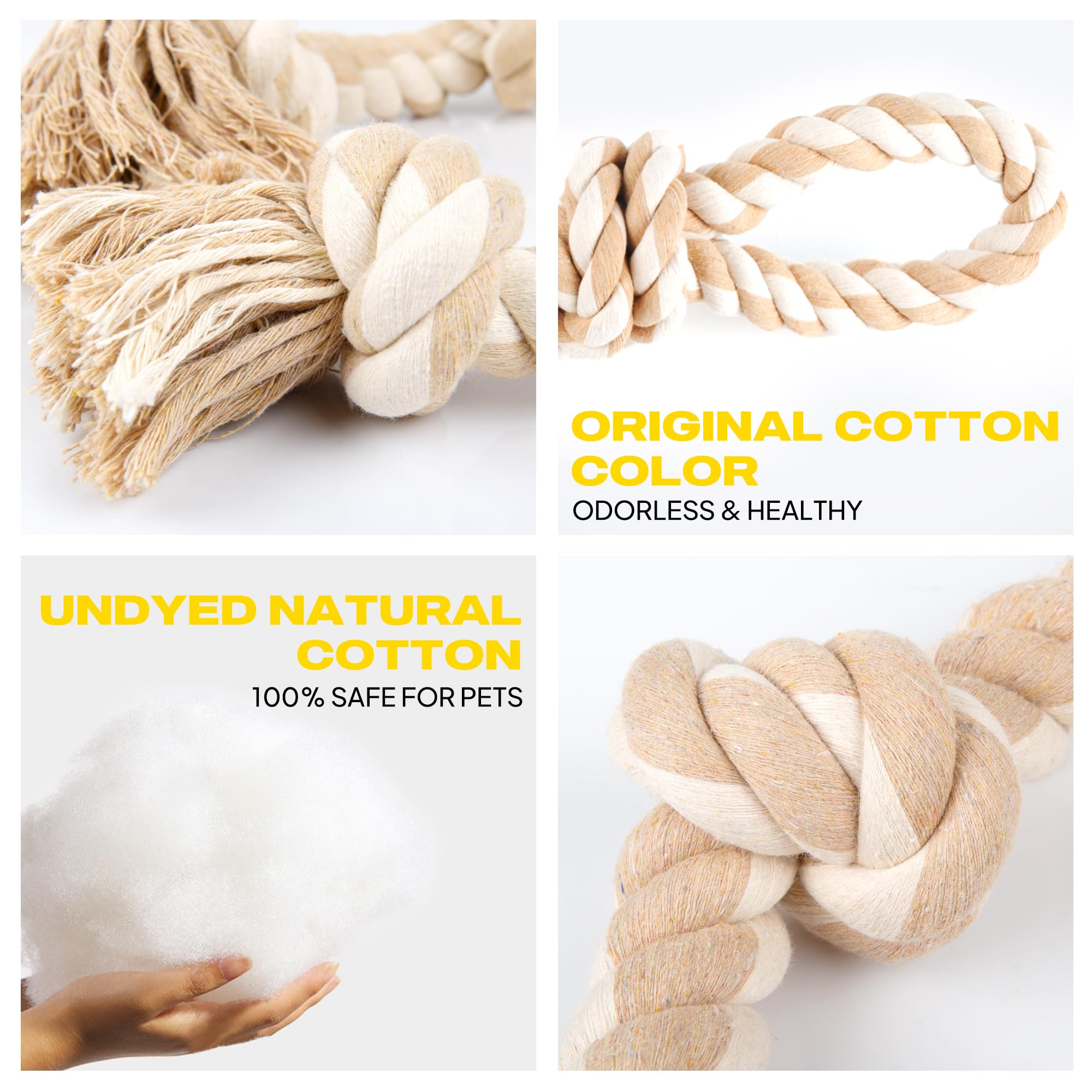 PetiFine Dog Rope Toys for Aggressive Chewers, Large Dog Toys for Tug of War, Tough Indestructible Natural Cotton Rope Toy,29''