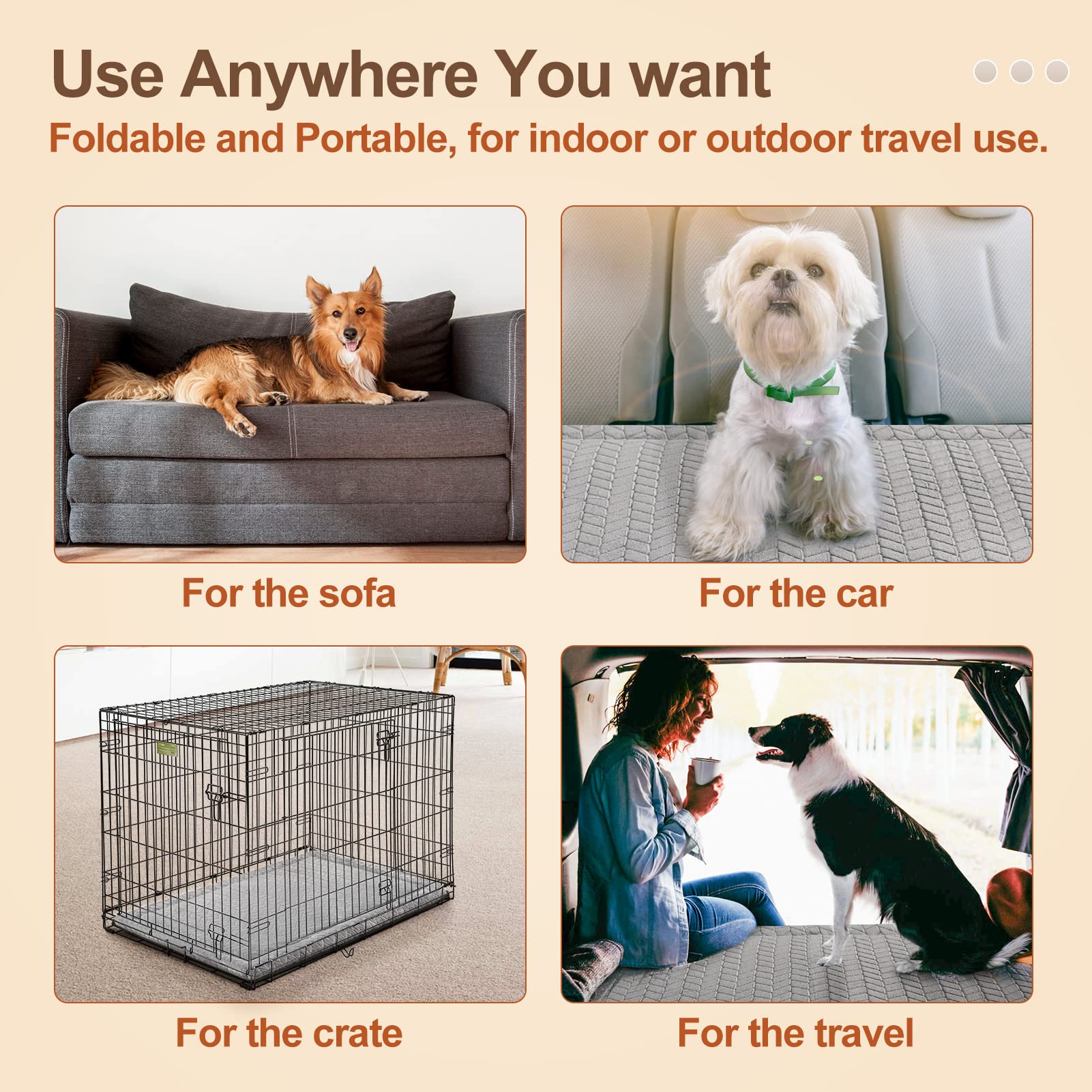 Beautyzoo Dog Bed Crate Pad 36 X 24 Inch, Washable Dog Crate Mat For Large Sized Dogs, Anti-Slip Pet Crate Bed Kennel Pad, Durab