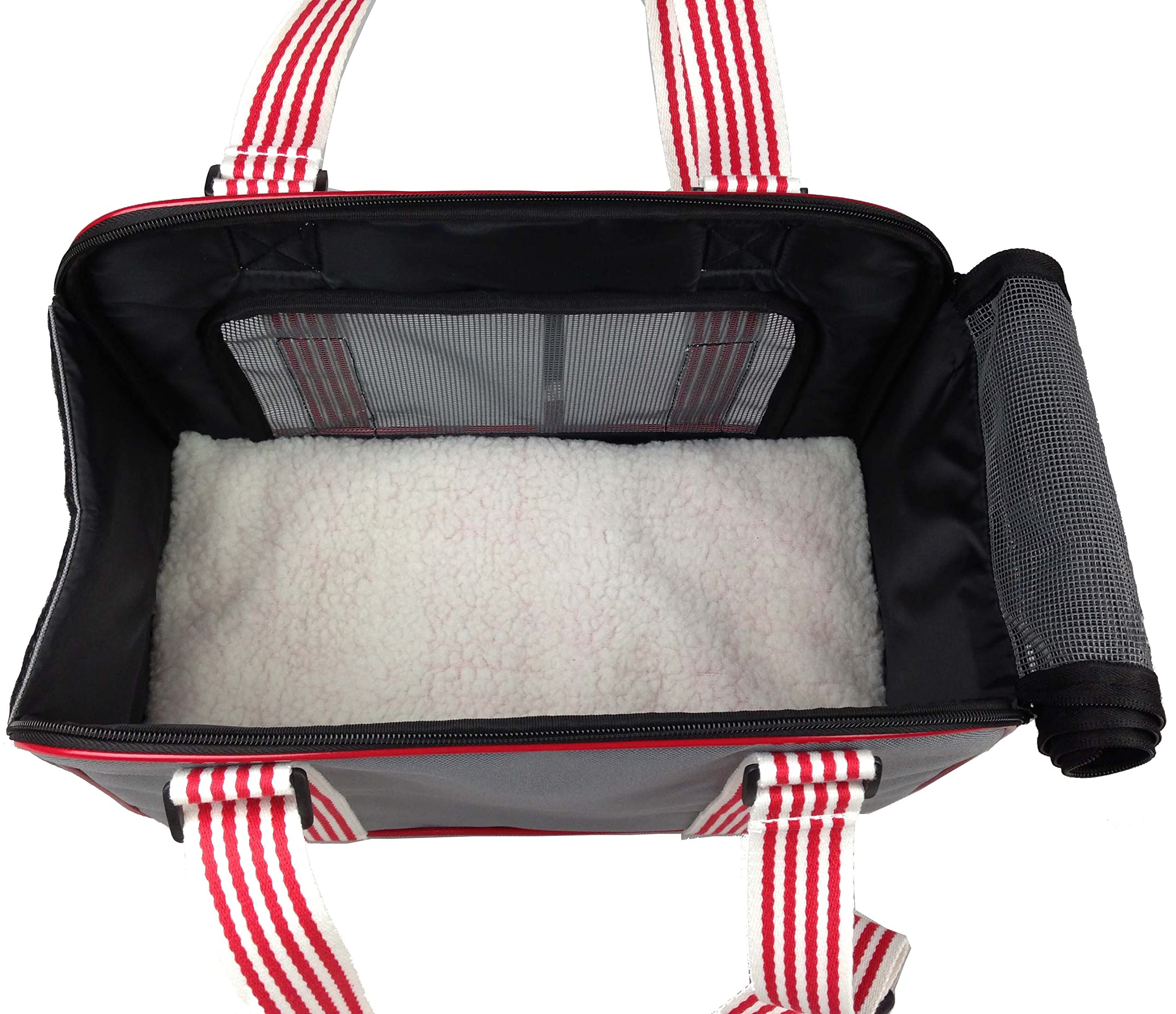 Pet Life Candy Cane Tote Pet Carrier for Dogs with Striped Shoulder Straps - Fashion Dog Carrier with Built-in Leash Holder