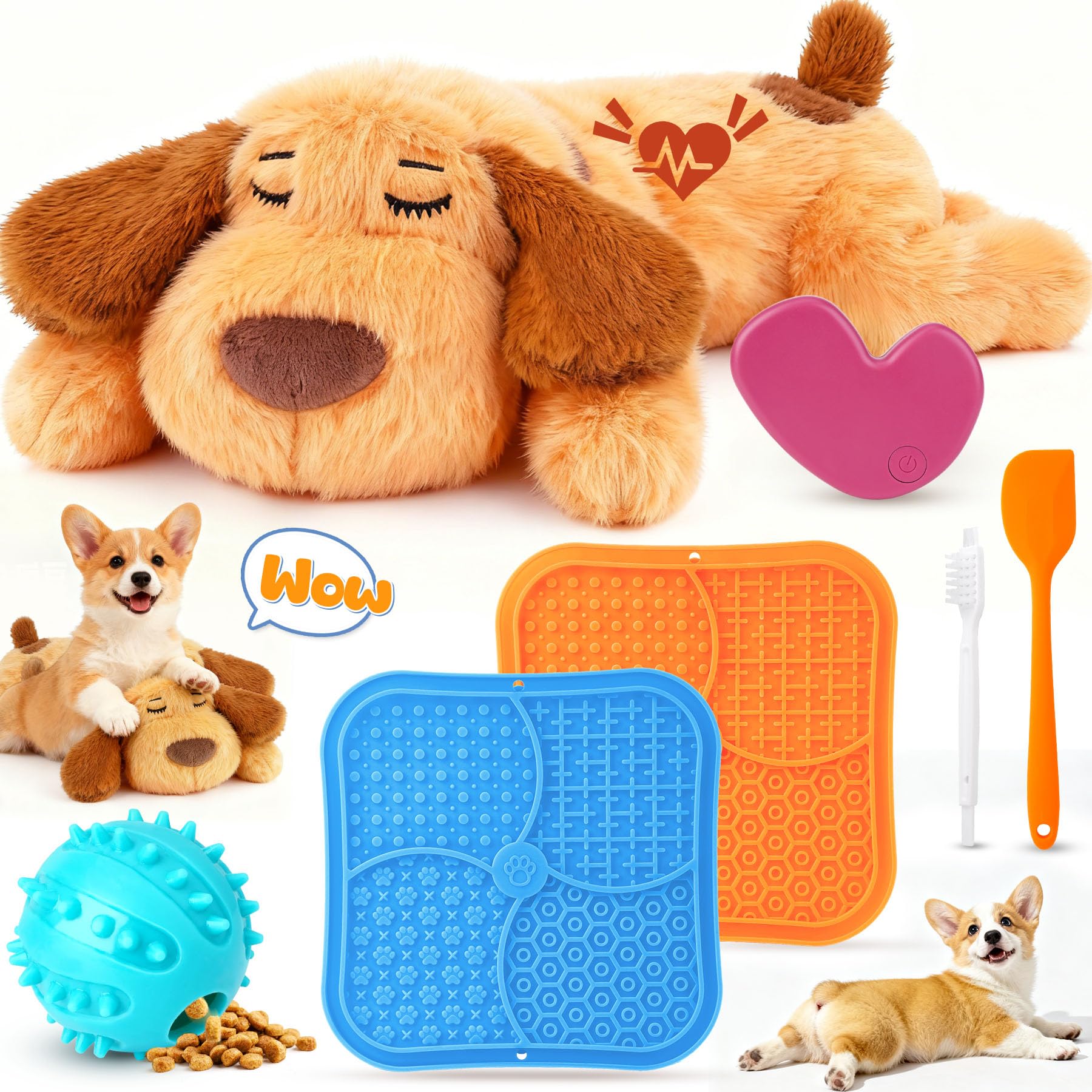 PatsFran Heartbeat Puppy for Dogs, Lick Mats & Treat Ball- All-Round Calming Kit for Anxiety Relief, Sleep Aid & Behavior Traini