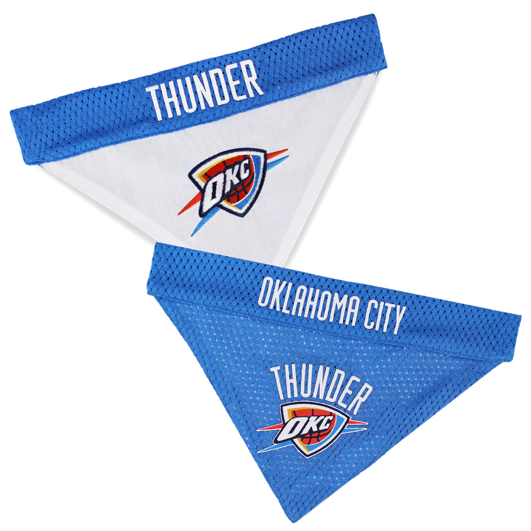 Pets First NBA Dog Bandana - Oklahoma City Thunder Reversible Pet Bandana. 2 Sided Home & Away Sports Bandana with a PREMIUM Emb