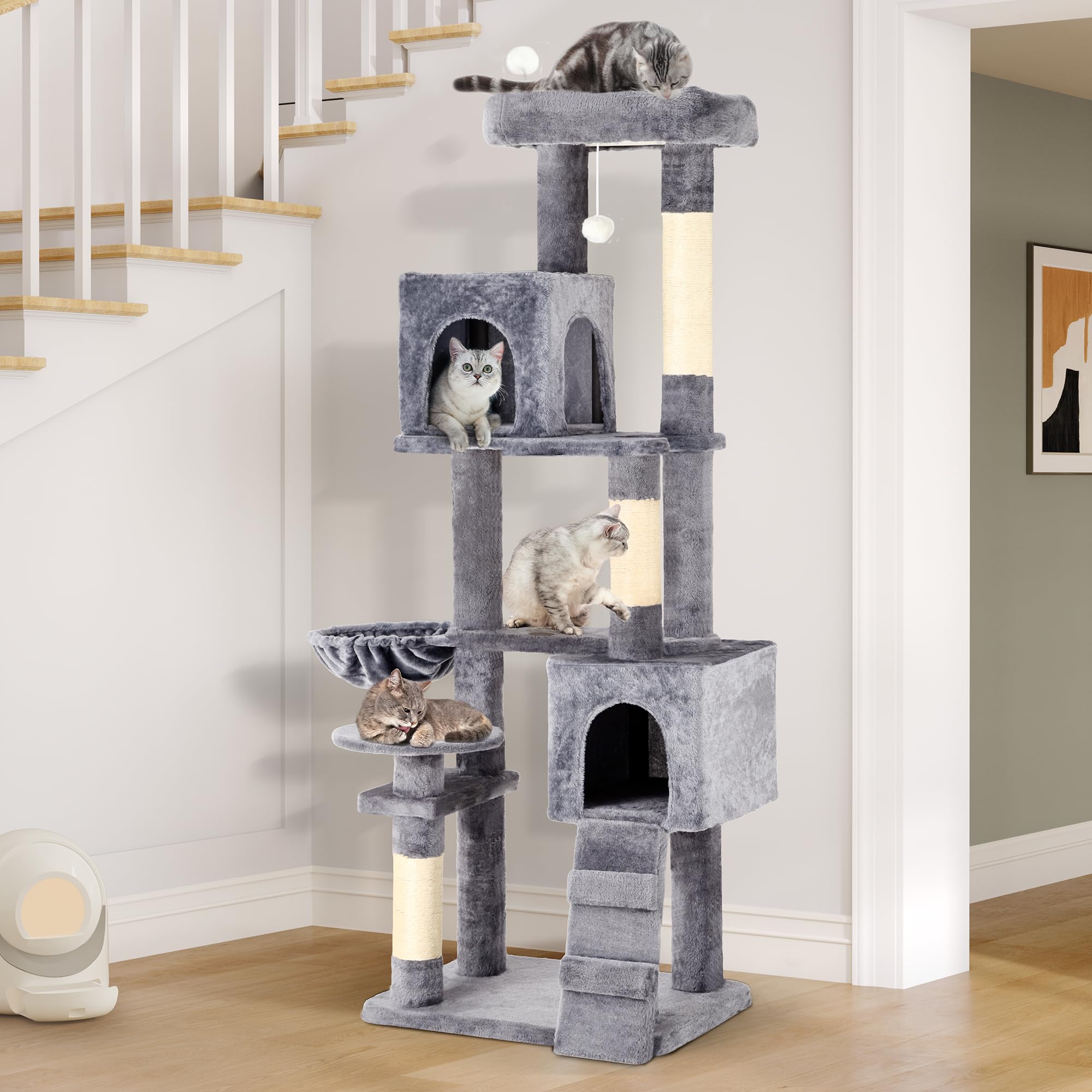 Yitahome 70.8In Cat Tree Tower For Indoor Cats, Multi-Level Cat Furniture With Scratching Posts,Cat Window Padded Plush Perch,Co