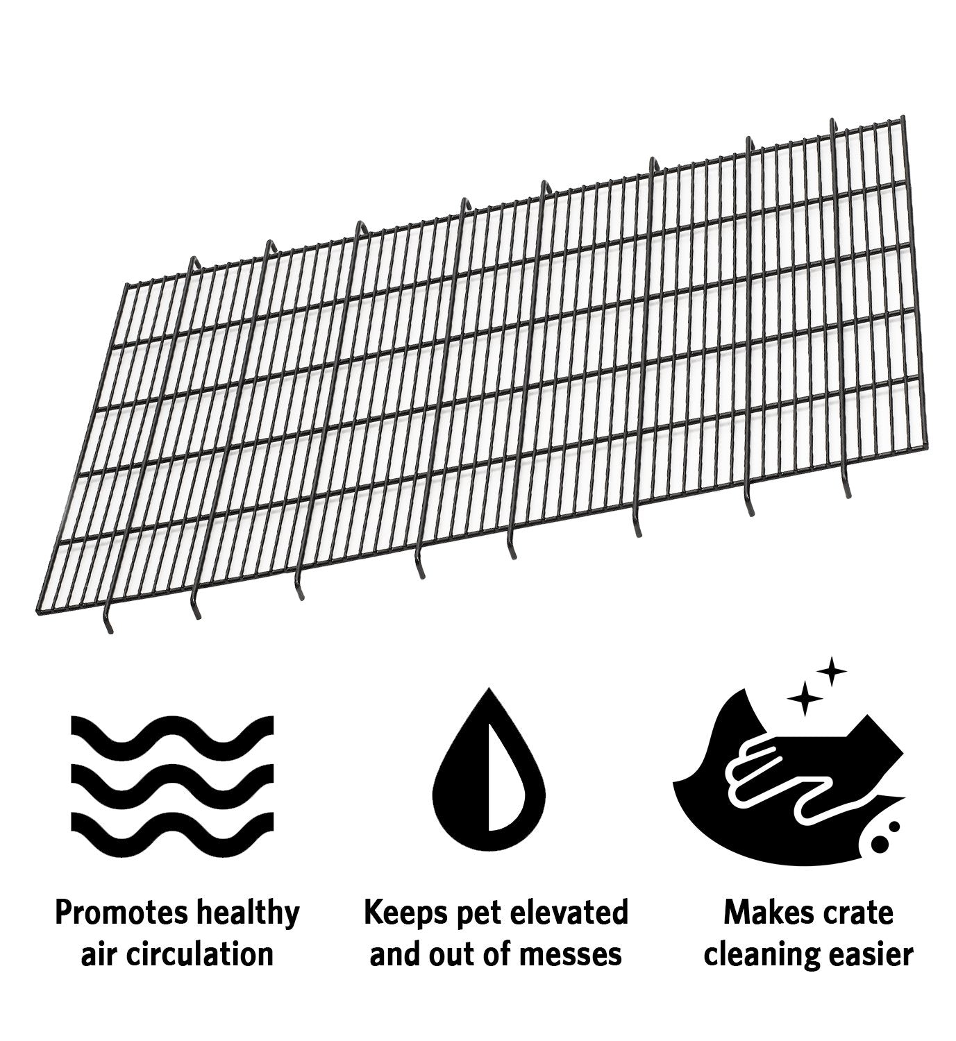 Midwest Homes For Pets Floor Grid For Dog Crate; Elevated Floor Grid Fits Models 1336Td, 1536, 1536Dd, 436, 436Dd, 1936, 1936Dd, 1636 Curved Slide Bolt Latch, 1636Dd Curved Slide Bolt Latch Black 36' X 23'