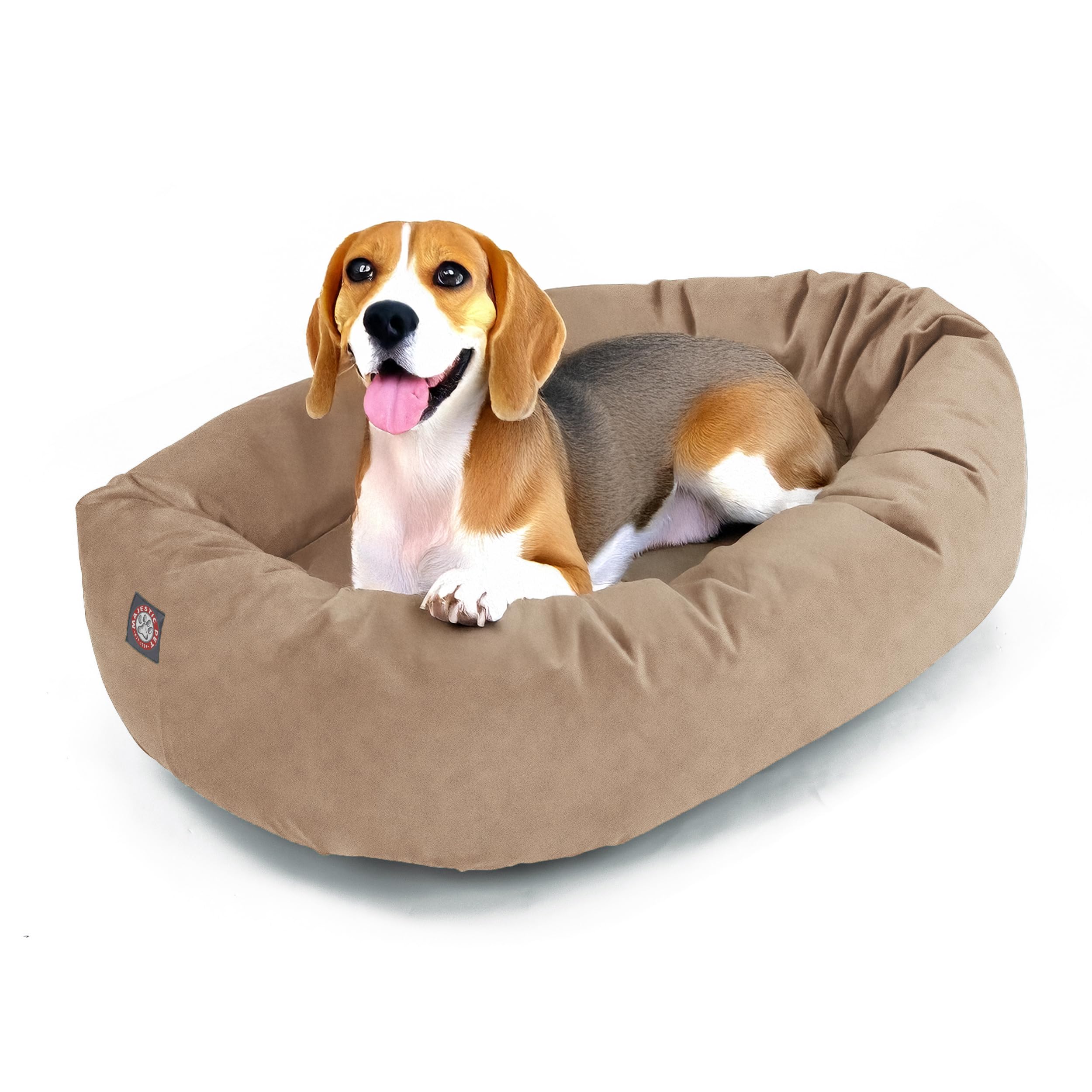 Majestic Pet 32 Inch Suede Calming Dog Bed Washable 32x23x7 (Inch) - Cozy Soft Round Donut Dog Bed with Spine Support for Dogs t