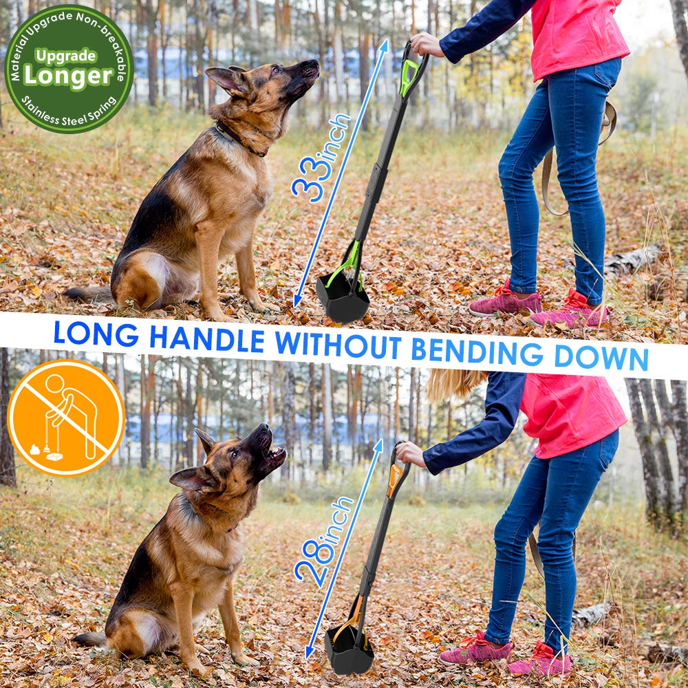 Timingila 33' Long Handle Portable Pet Pooper Scooper For Large And Small Dogs,High Strength Material And Durable Spring,Great For Lawns, Grass, Dirt, Gravel