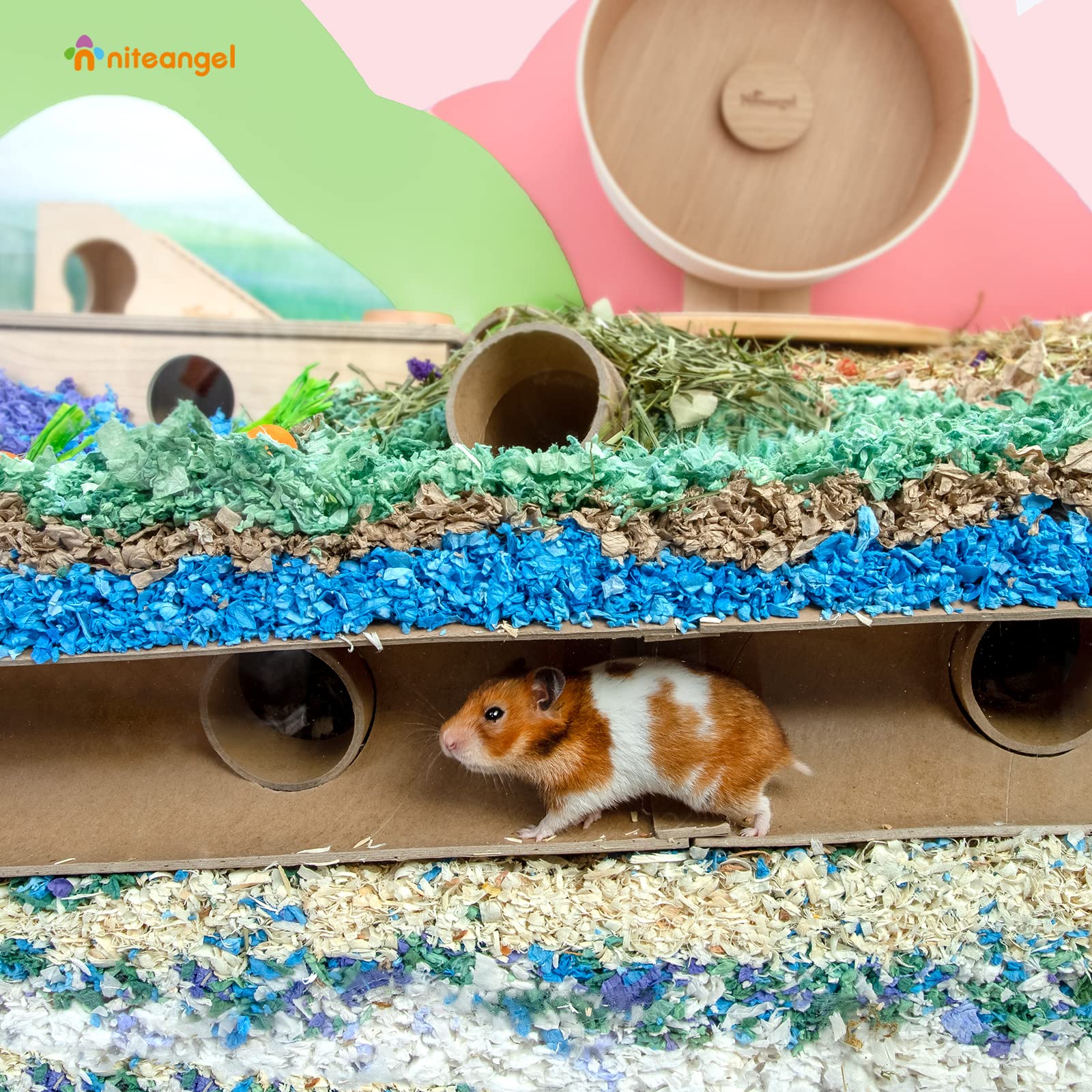 Niteangel Creative & Composable Hamster Tunnel - Diy & Build Unique Tube Burrow As Hideout For Small Sized Animals Like Hamsters Mouse Gerbils Mice (Half Tunnel Set)