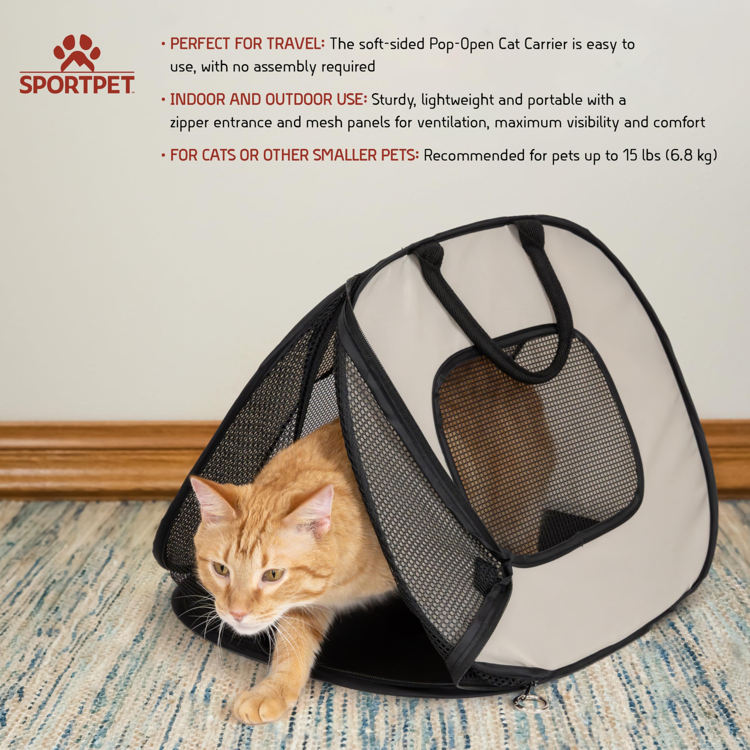 SportPet Designs Soft Sided Cat Carriers, Tan 20