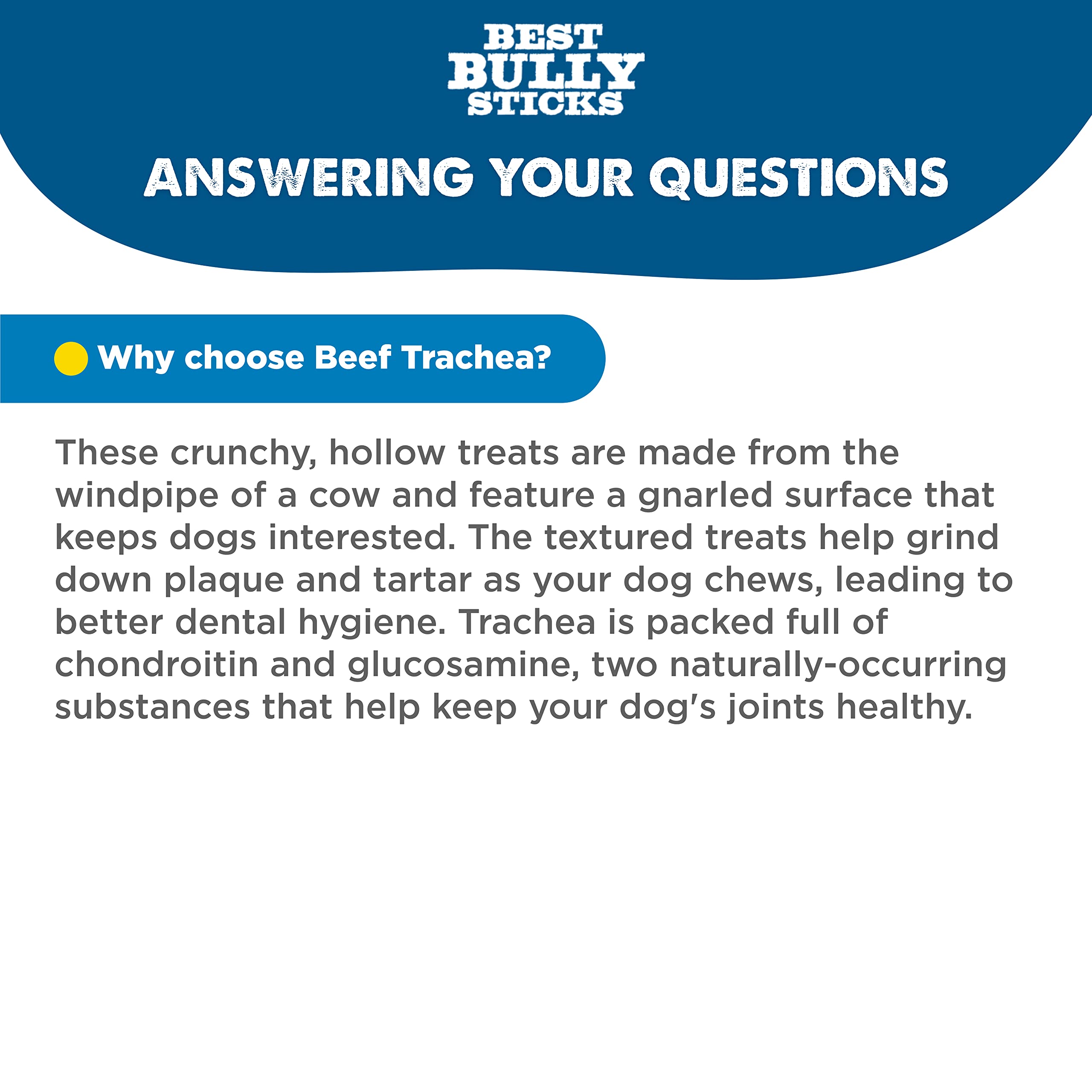 Best Bully Sticks Premium 3 Inch Beef Trachea - 50 Count (Pack of 1) - All-Natural, Grain-Free, Single-Ingredient Treat, Support