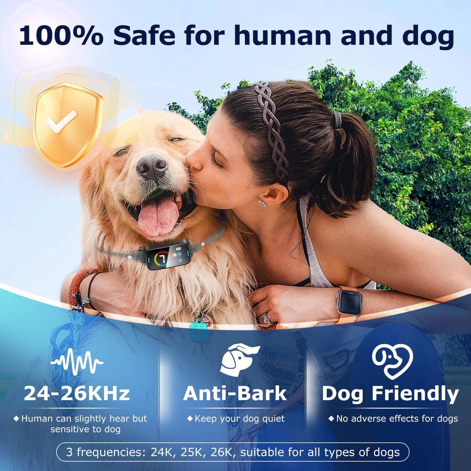 Upgrade Ultrasonic Bark Collar For Large Medium Small For Dogs Smart Automatic Bark Collar Rechargeable Anti Barking Training Co
