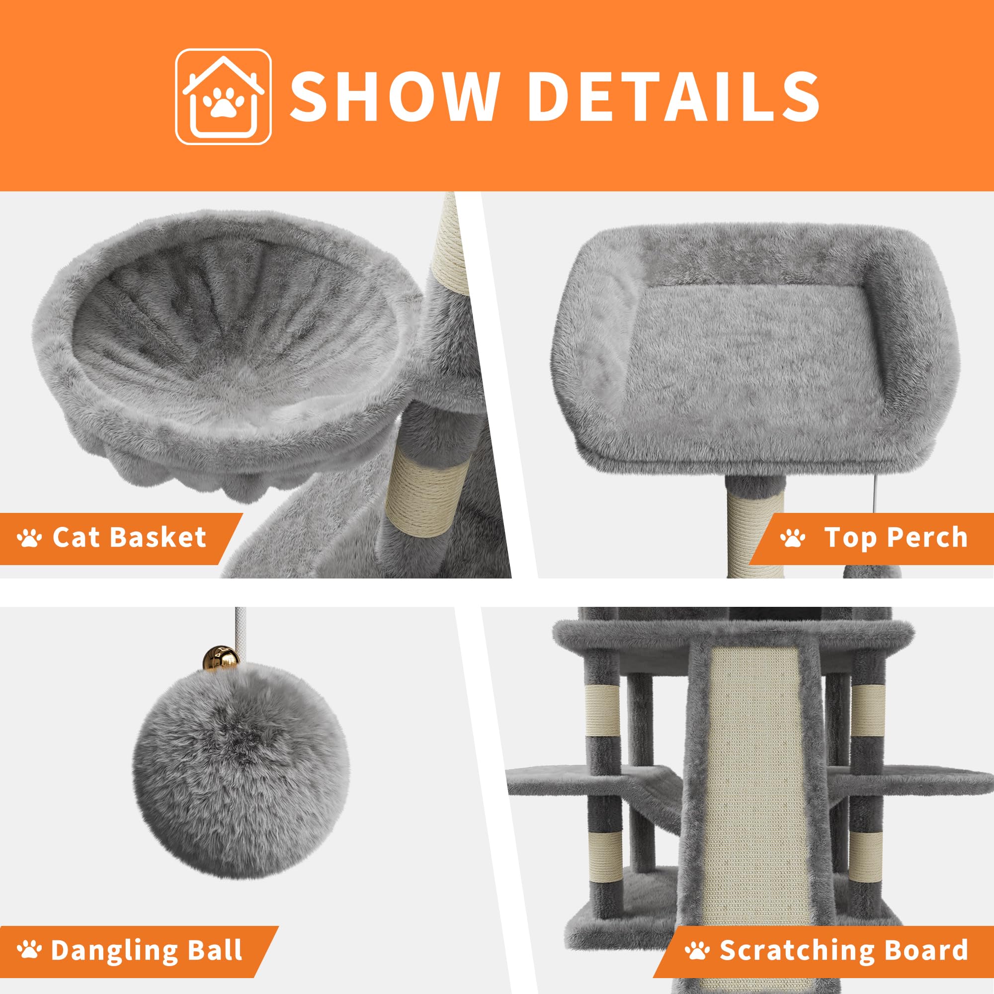 Large Multi-Level Cat Tree 68.5 Inches Heavy Duty Cat Tower For Indoor Large Cats 20 Lbs+ With Condo/Plush Perches/Sisal Scratch