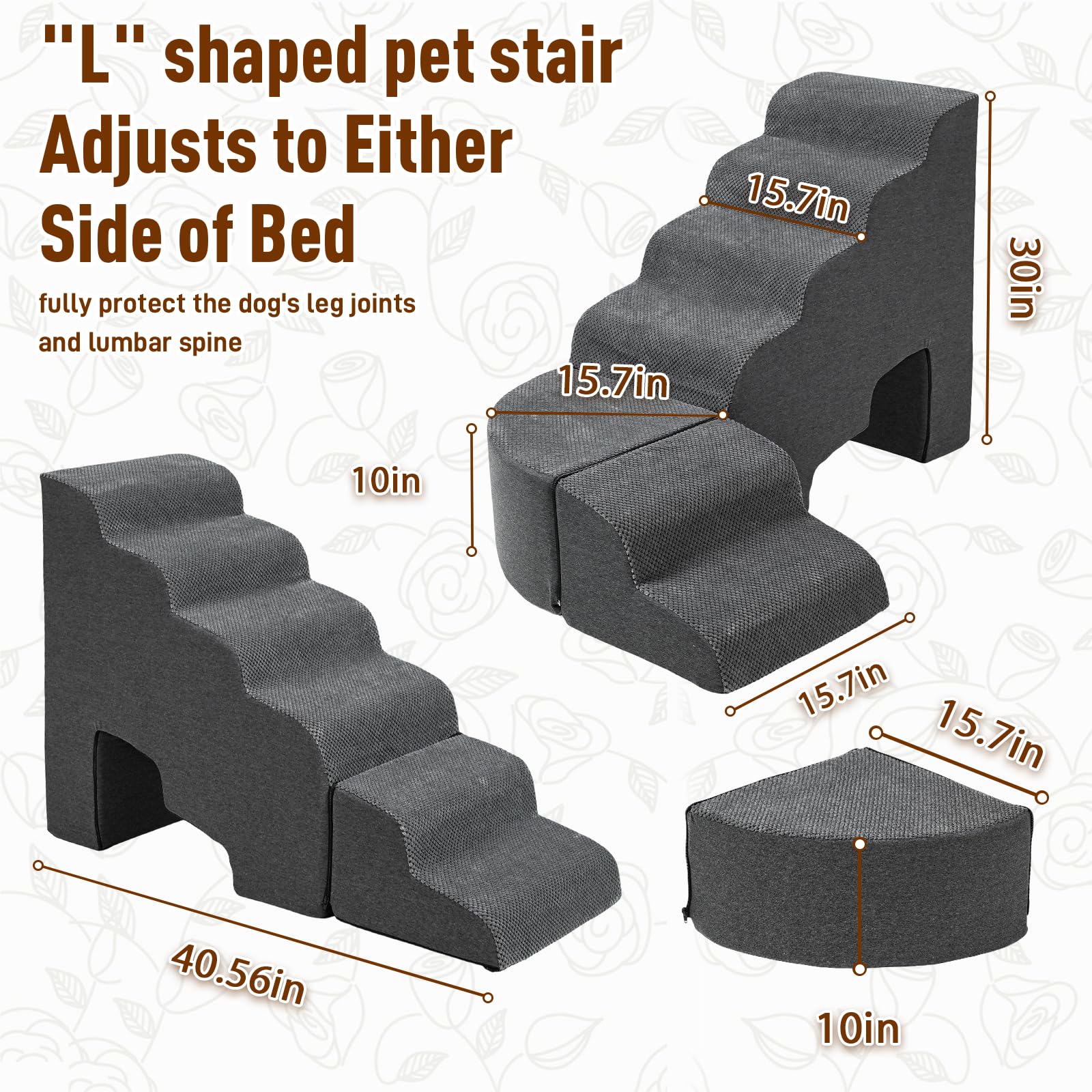 Update Stable Dog Stairs & Steps Ramps For High Beds 25-30 Inches High Tall, Litail 6 Step Pet Stairs Steps For High Beds 30 Inc