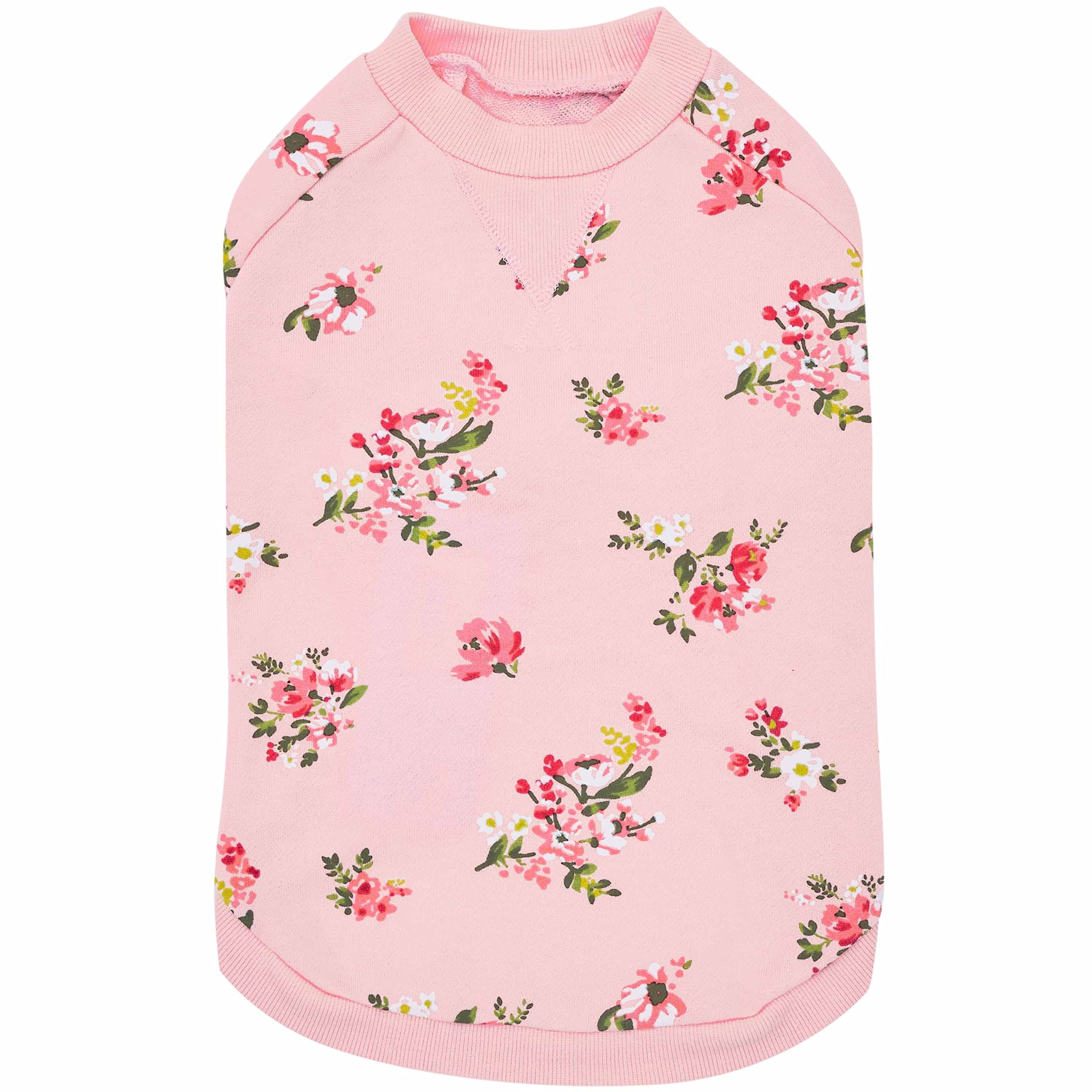 Blueberry Pet 2023 New Spring Scent Inspired Rose Flower Crew-Neck Pullover Dog Sweatshirt In Baby Pink, Back Length 8'', Pack O