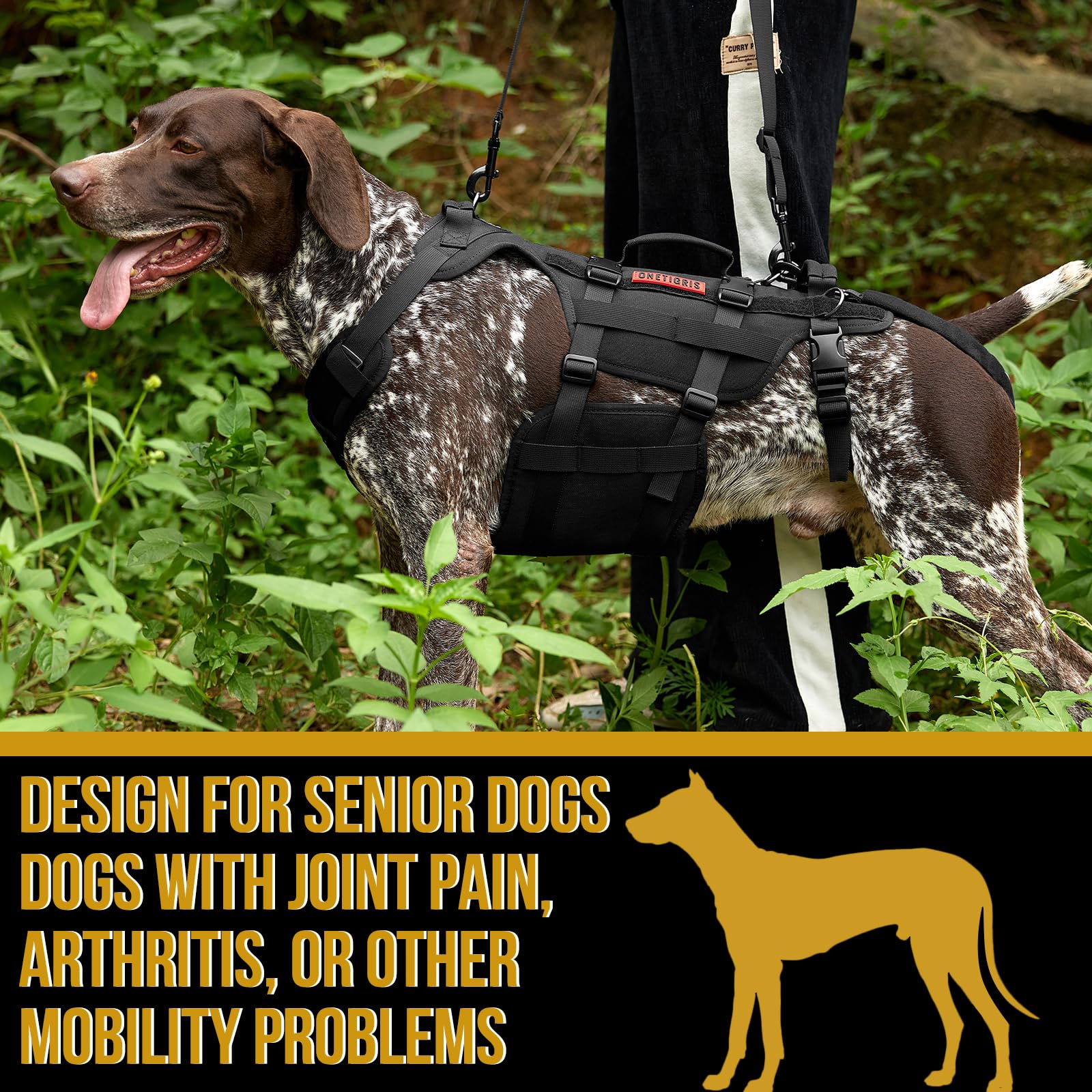 Onetigris Dog Lift Harness For Large Dogs, Dog Hip Support Brace, Full Body Lifter With Handles Invictus Multifunctional Mobilit