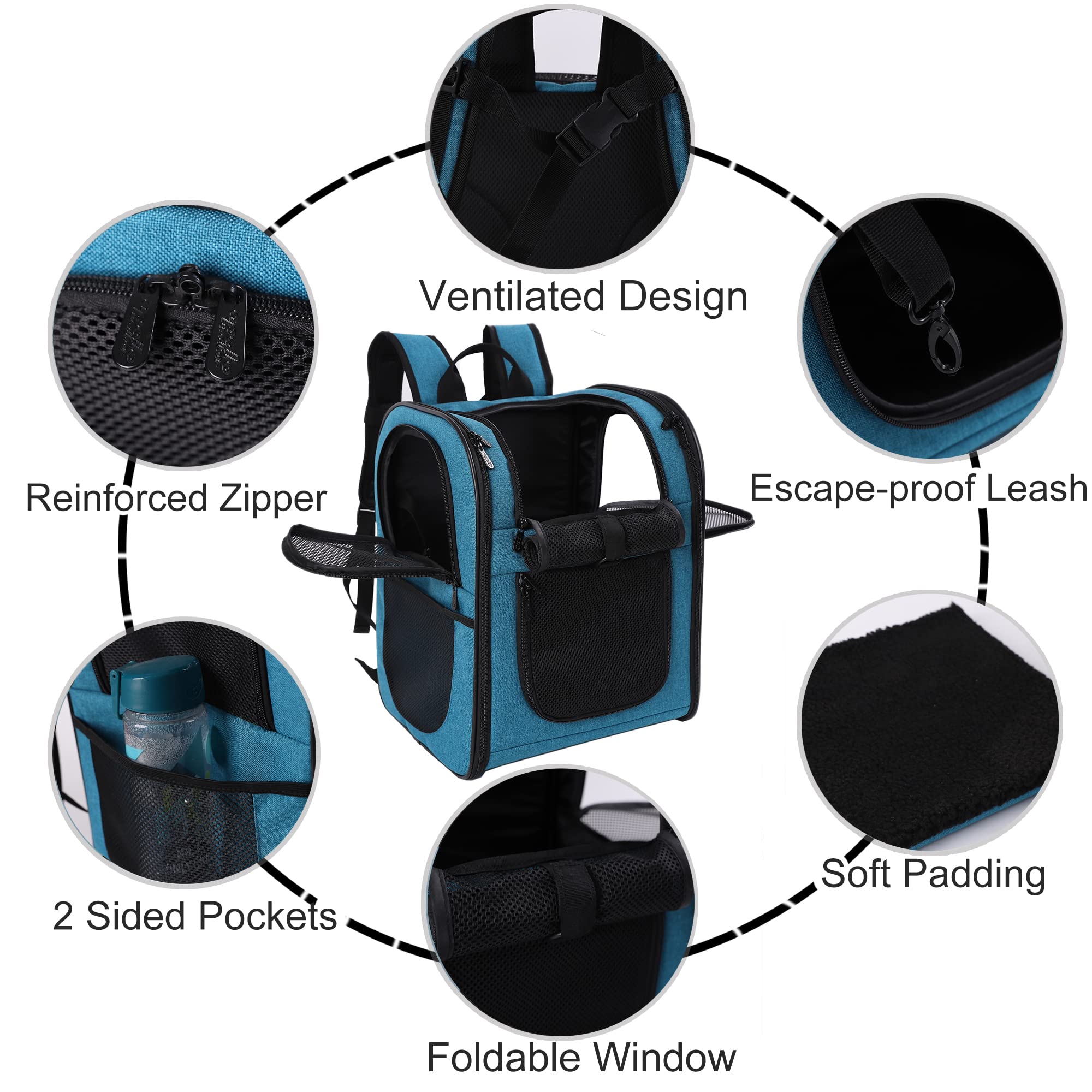Apollo Walker Pet Carrier Backpack For Large/Small Cats And Dogs, Puppies, Safety Features And Cushion Back Support | For Travel, Hiking, Outdoor Use (Teal)