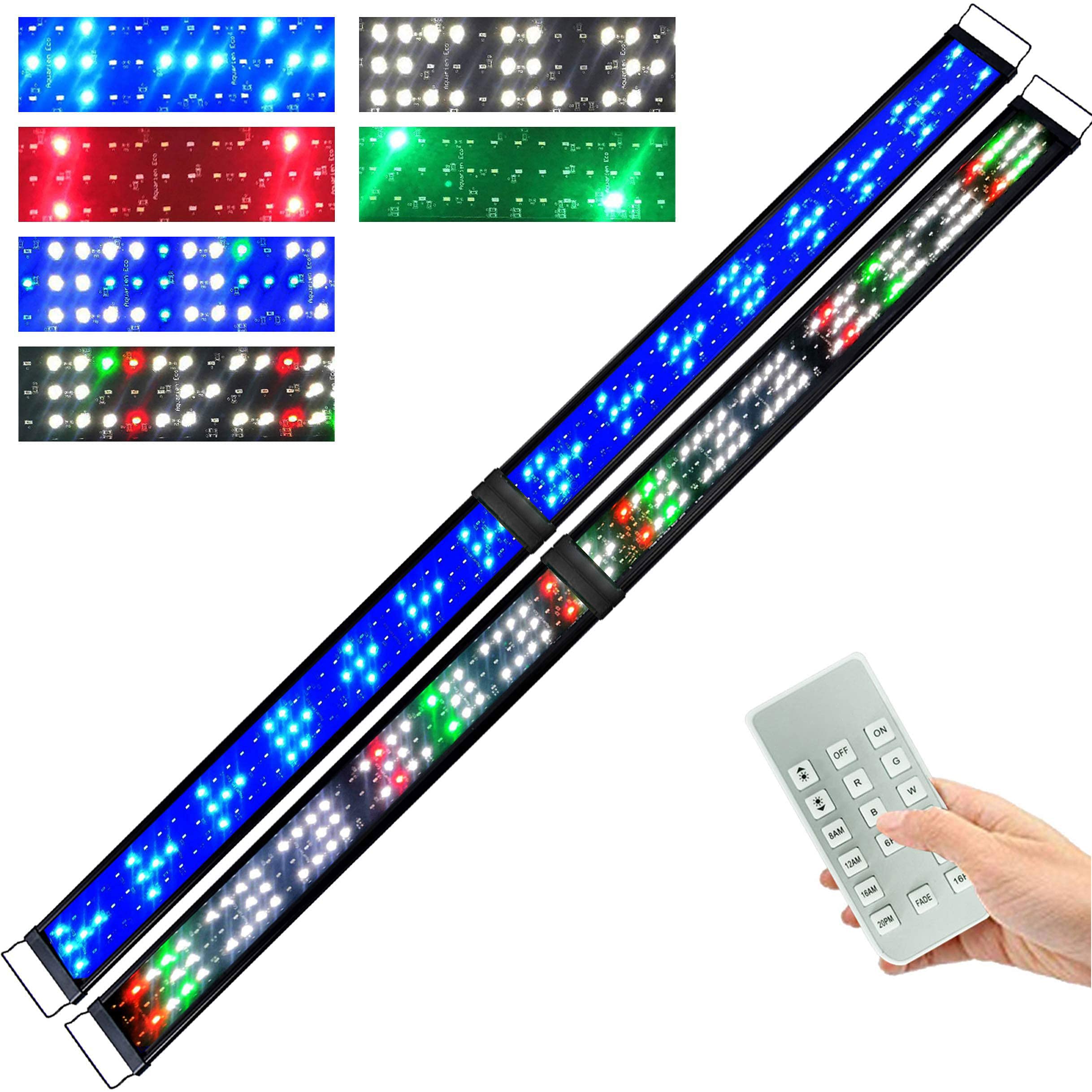 Kzkr Upgraded Aquarium Light Multi-Color Remote Control 72-84 Inch Led Hood Lamp For Freshwater Marine Plant Fish Tank Light Decorations