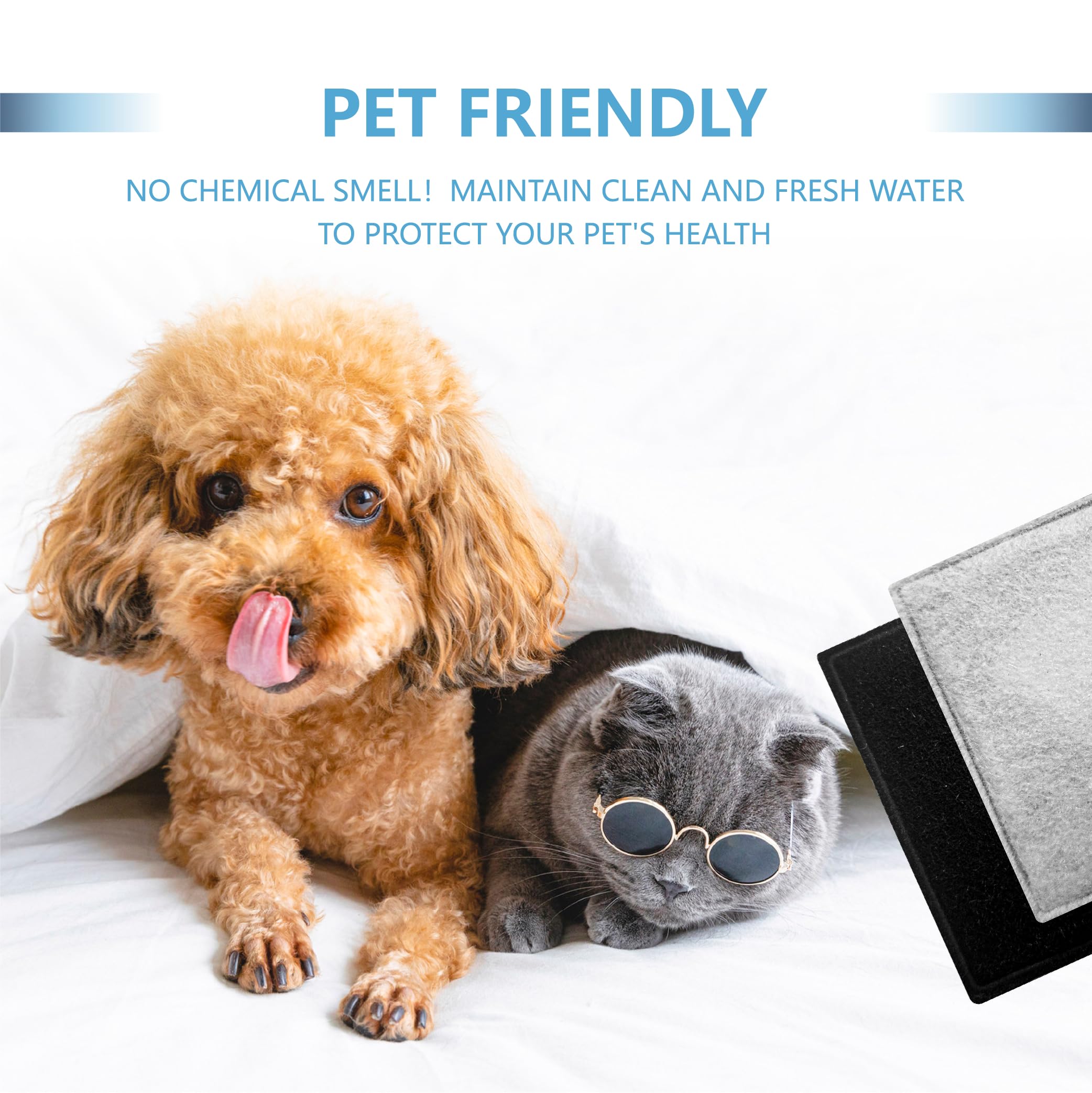 Toggath 12 Pack Cat Water Fountain Replacement Charcoal Filters Square Compatible With Petsafe Premier Pet Fountain Filters 2.5