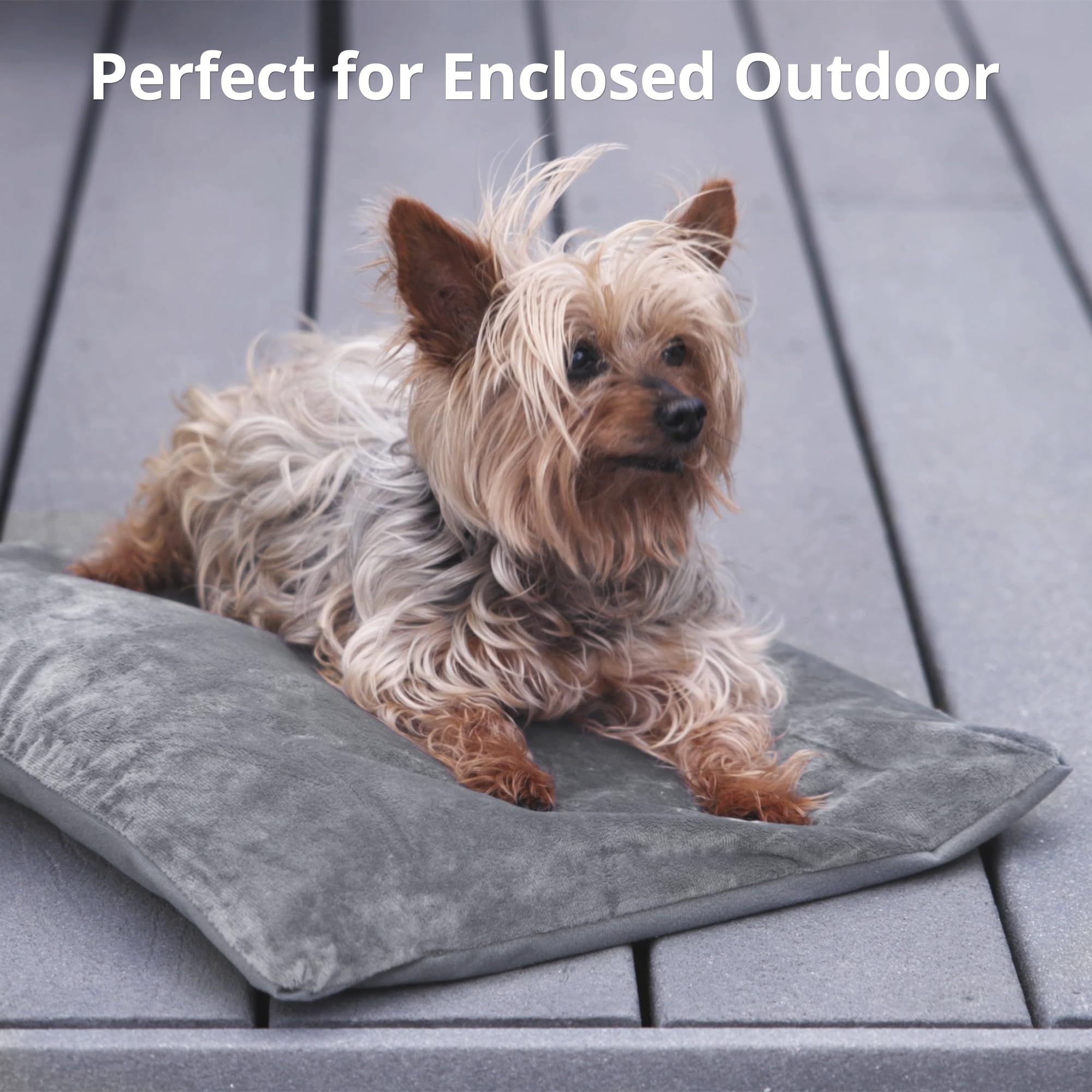 Petace Outdoor Heated Dog Bed, Gray Heating Pad, 35.4" x 23.6", 80 Watts for Cats and Dogs