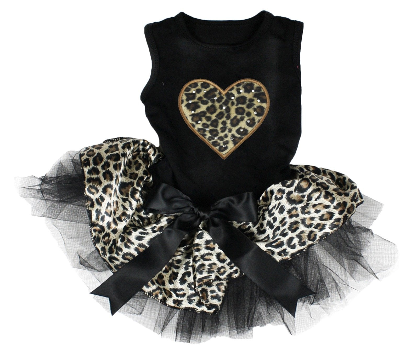 Petitebella Leopard Heart Puppy Dog Dress (Black/Leopard, Xxx-Large)