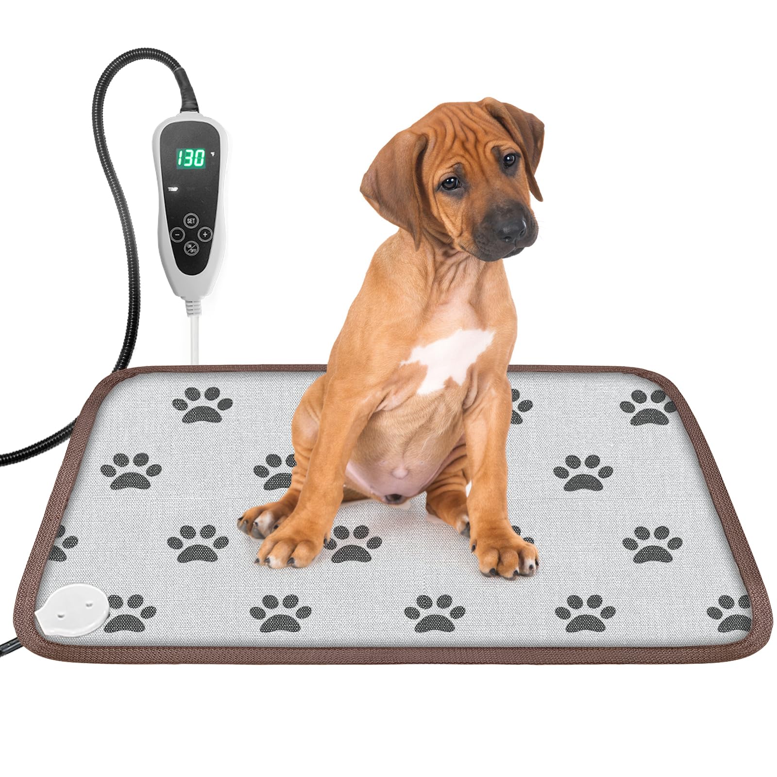 Golopet Pet Heating Pad 22X18 In Cat Heating Pads For Cats Waterproof Smart Thermostat Switch, Adjustable Heated Cat Bed, Adding Wire Rope Wires Cat Warming Pad-Paw Print