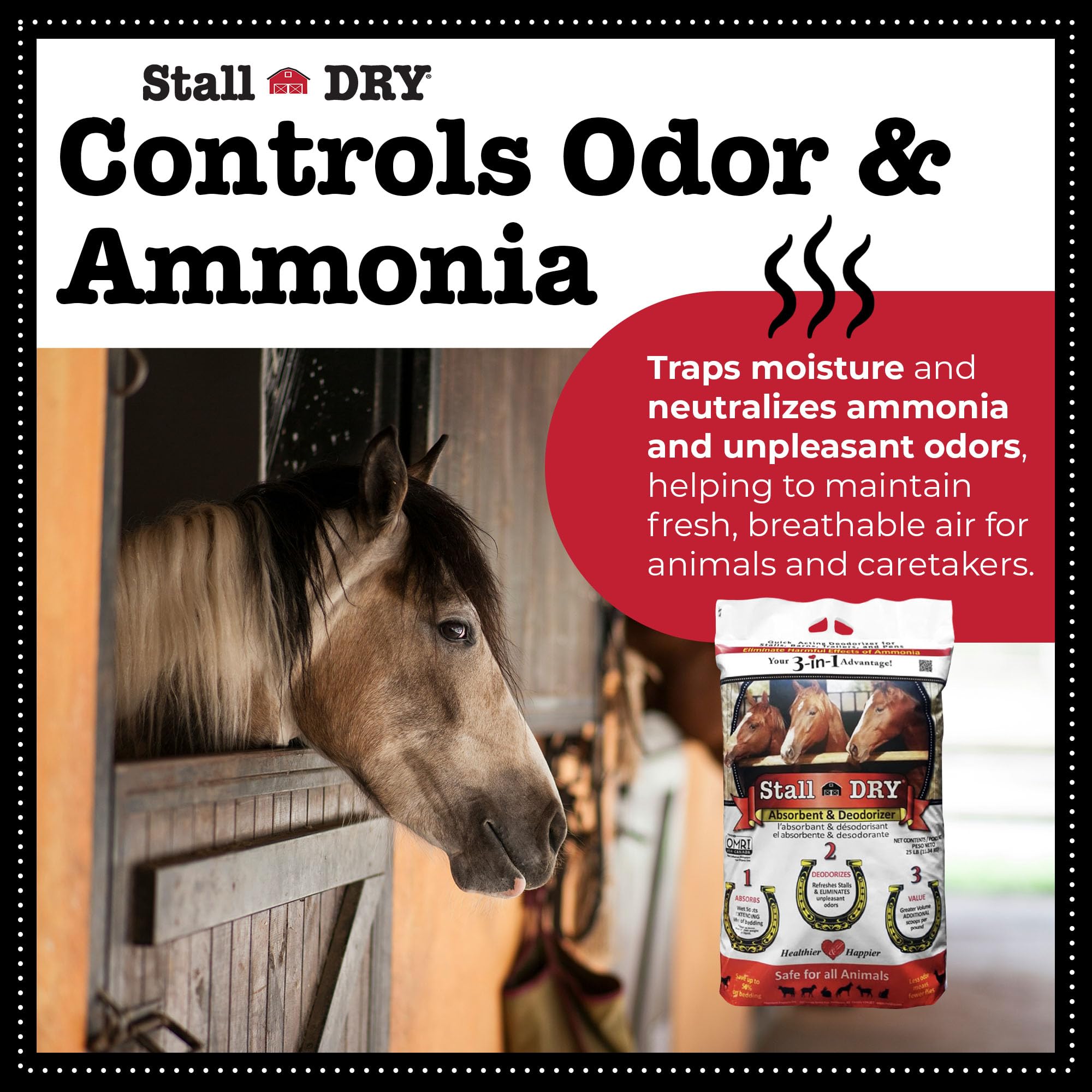 Progressive Planet Stall Dry Absorbent & Deodorizer, 25Lbs - Use For Stalls, Pens & Small Animal Spaces - Eliminates Ammonia, En