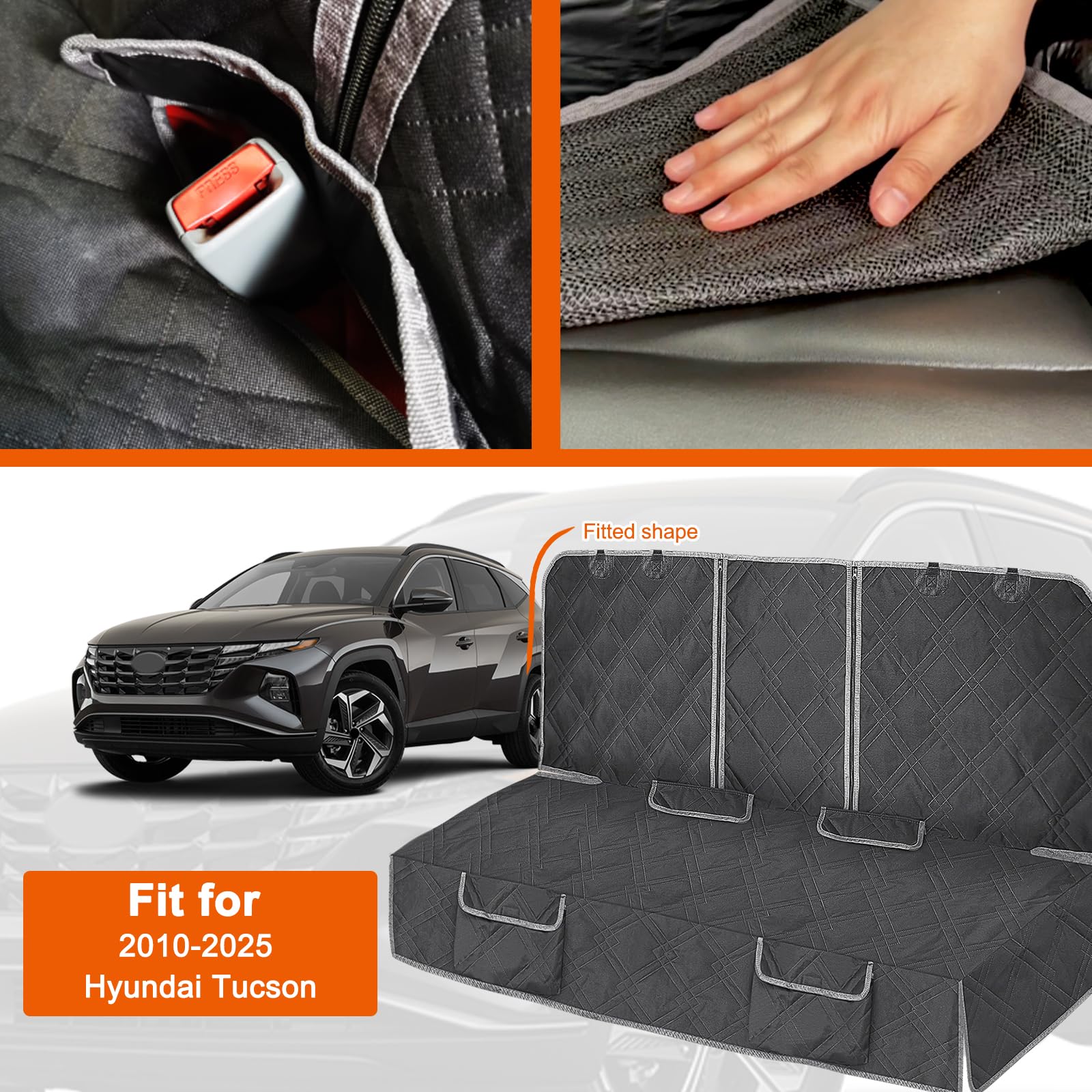 Kistrba Dog Car Seat Cover Compatible With Hyundai Tucson 2010-2025, Waterproof Pet Bench Seat Cover For Back Seat, 600D Heavy D