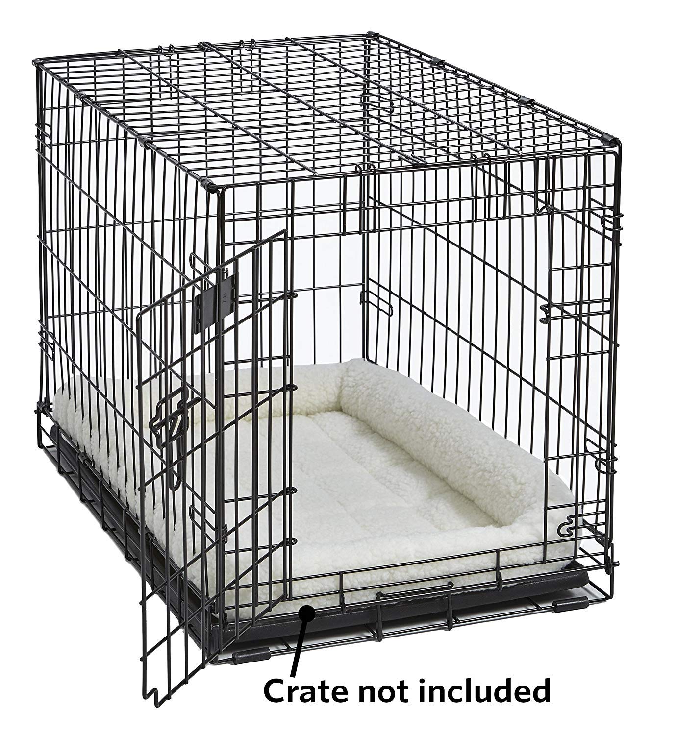 Midwest Homes For Pets Bolster Dog Bed 42L-Inch White Fleece Dog Bed W/ Comfortable Bolster | Ideal For Large Dog Breeds & Fits A 42-Inch Dog Crate | Easy Maintenance Machine Wash & Dry
