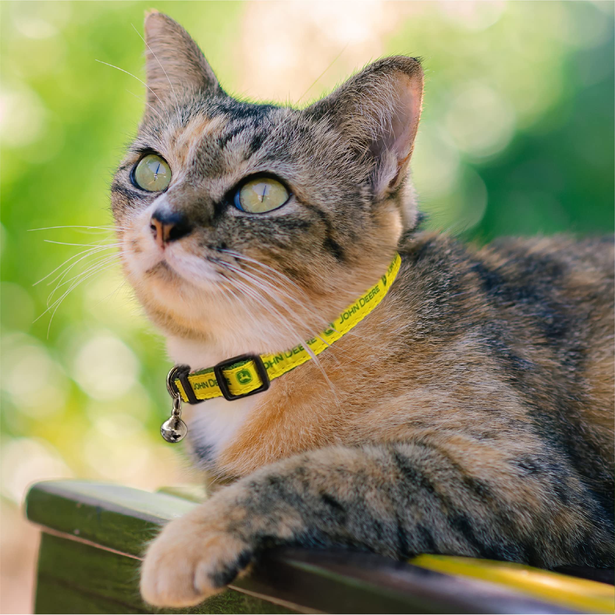 Pets First John Deere Satin Cat Collar, Shiny & Colorful Cat Collar With Ringing Bell Pendant (Jod-5034-Ds)