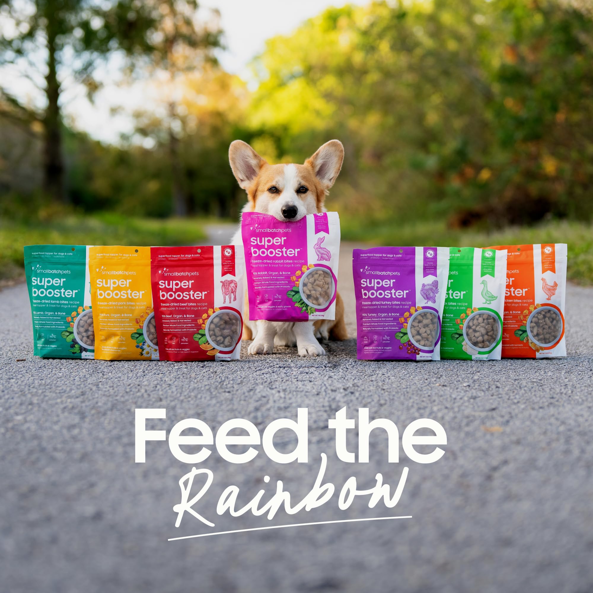 smallbatch Pets Freeze-Dried Super Booster Beef Bites for Dogs & Cats, 7 oz, Made in The USA, Organic Produce, Humanely Sourced