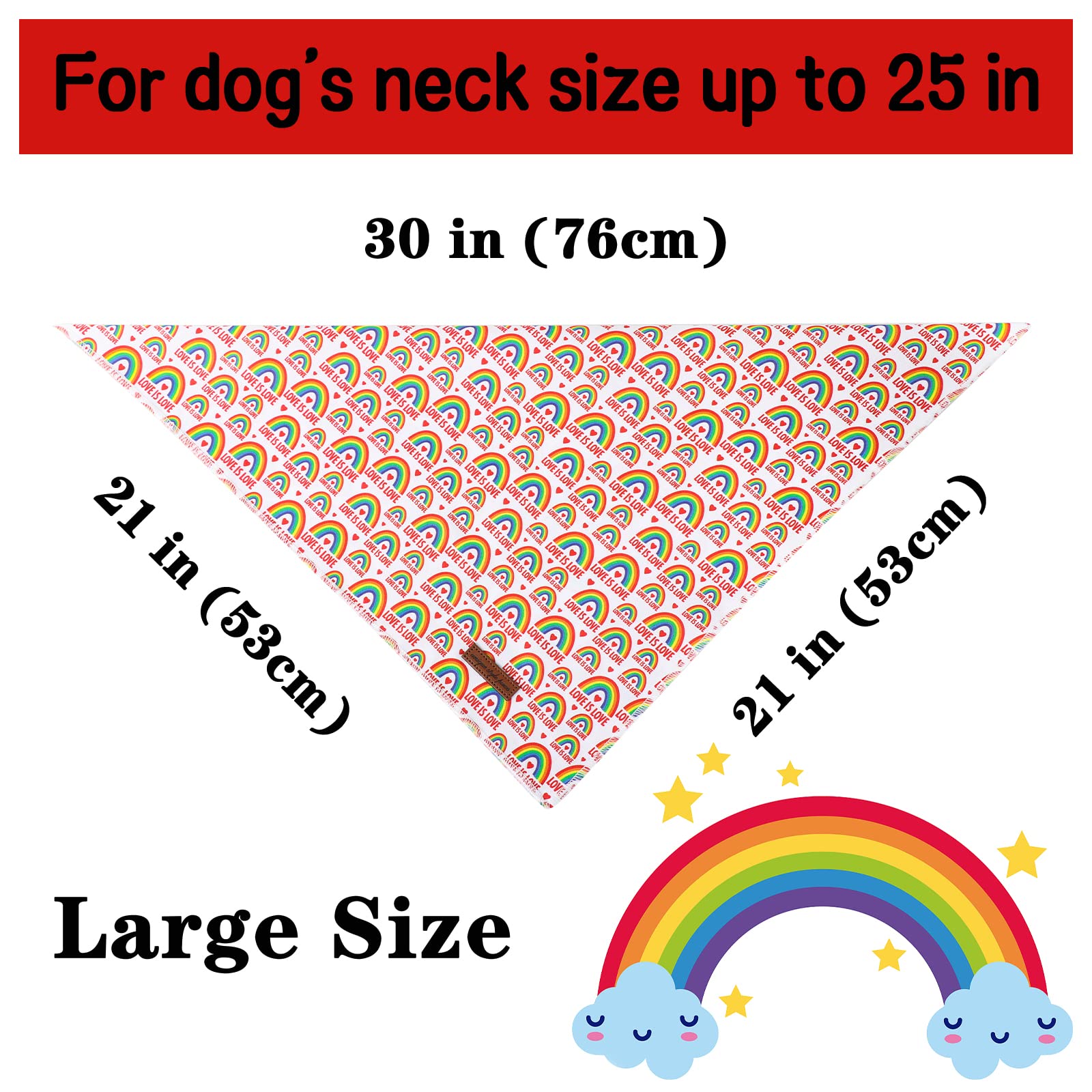 Unique Style Paws Pride Day Rainbow Dog Bandana, Love Is Love Best For Small Medium Large Boys Girls Dogs