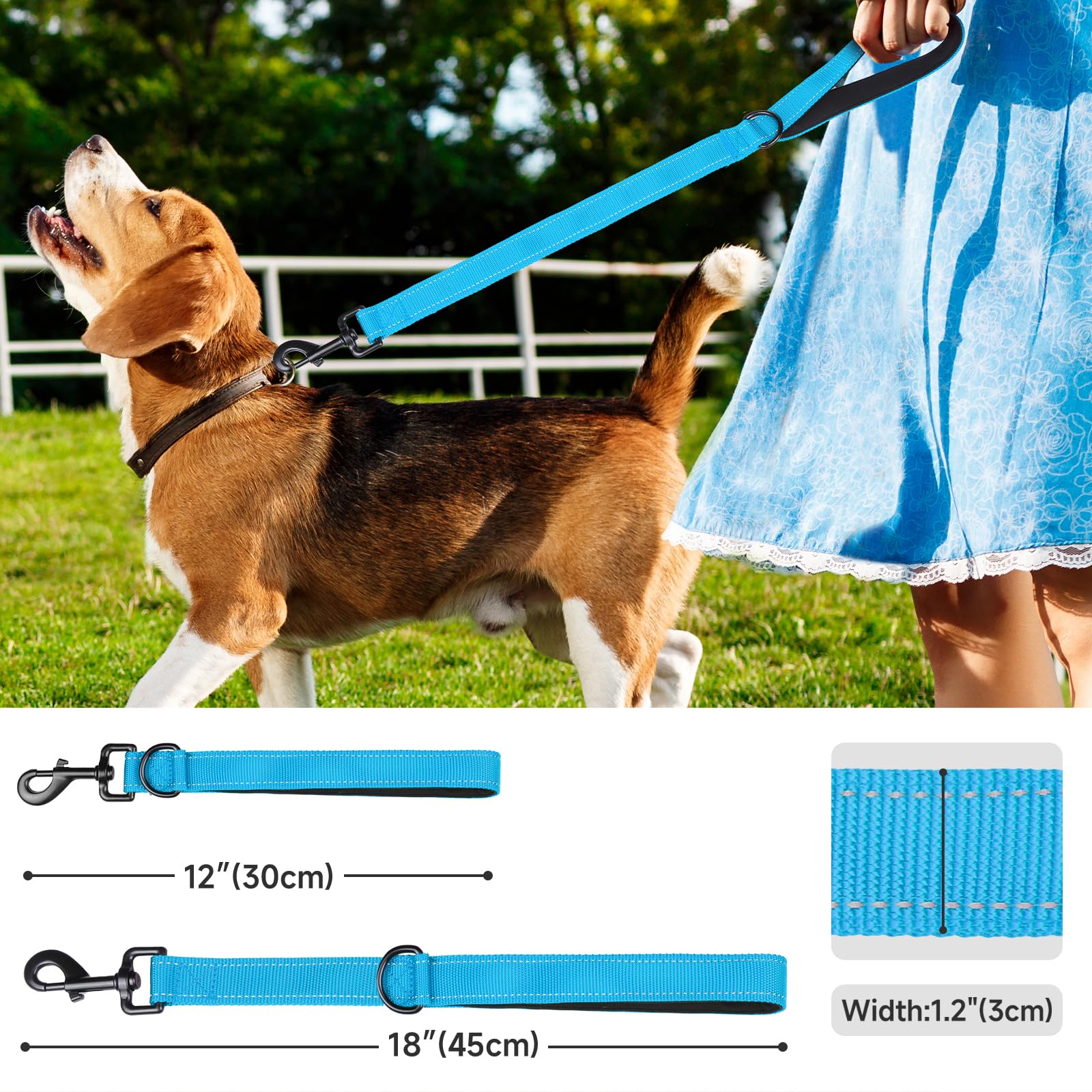 Chenedy Dog Leash, Short Dog Leash, 24 Inch, Black