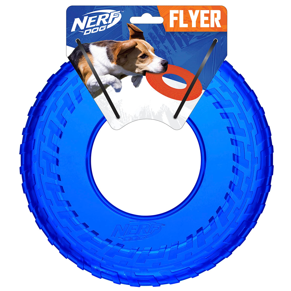 Nerf Dog 10In Enhanced Translucent Tpr Tire Flyer - Blue,Medium Breeds