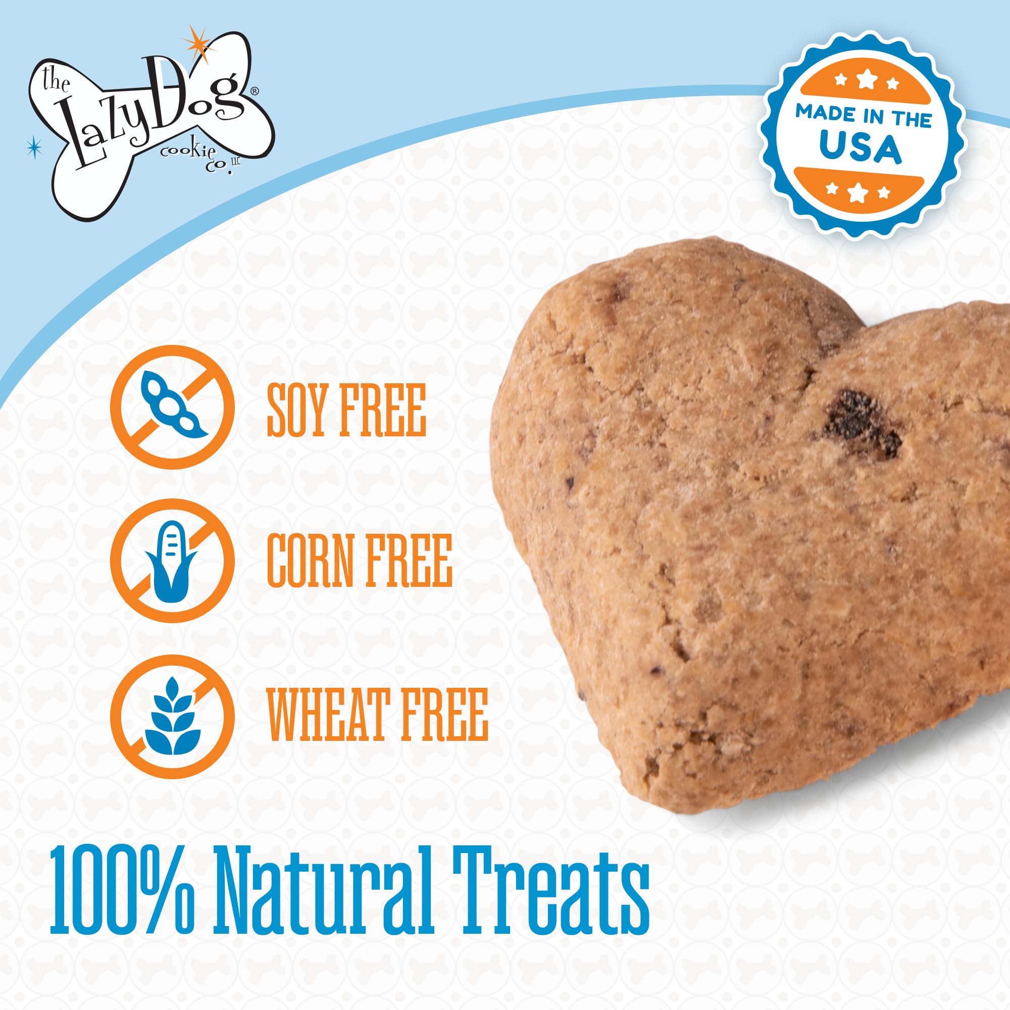 The Lazy Dog Cookie Co. Crunchy Dog Treat, Molasses Crisped Blueberry Oat, Cookies for Small, Medium and Large Dogs, Wheat-Free,