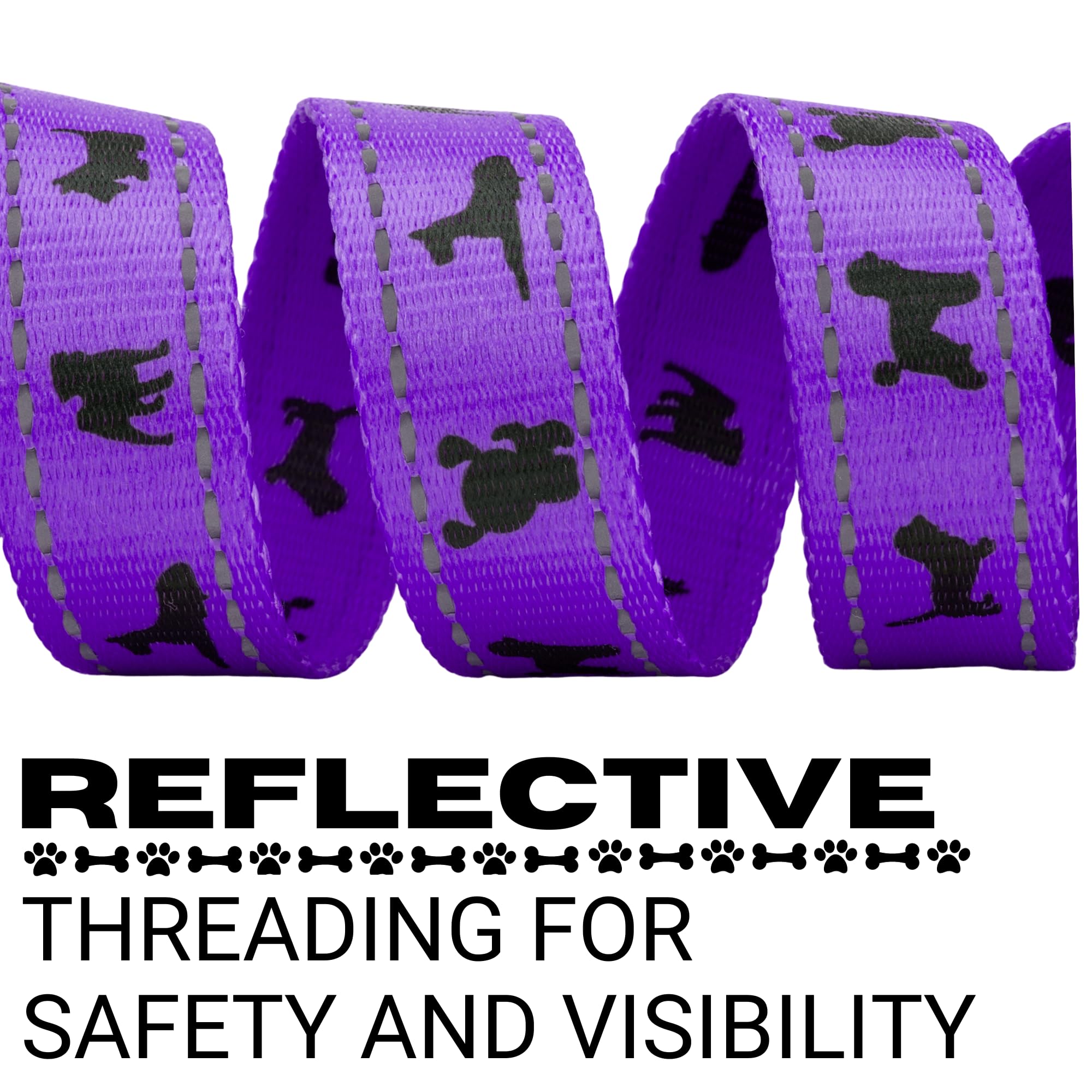 Ecobark Dog Leash - 4 Ft / 5 Ft / 6 Ft Reflective Dog Leash- Eco-Bright Dog Leashes With Padded Handle - Strong Heavy Duty Dog Leash - Nylon Dog Leash For Small And Medium Dogs (Purple Dog Leash)