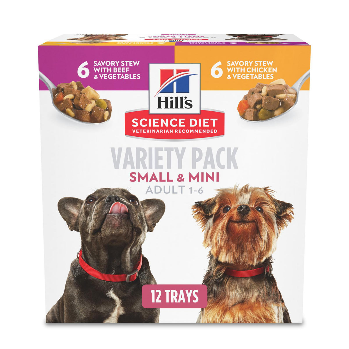 Hill'S Science Diet Small & Mini, Adult 1-6, Small Breeds Premium Nutrition, Wet Dog Food, Variety Case: Chicken & Vegetables; Salmon & Vegetables Stew, 12 X 3.5 Oz Tray