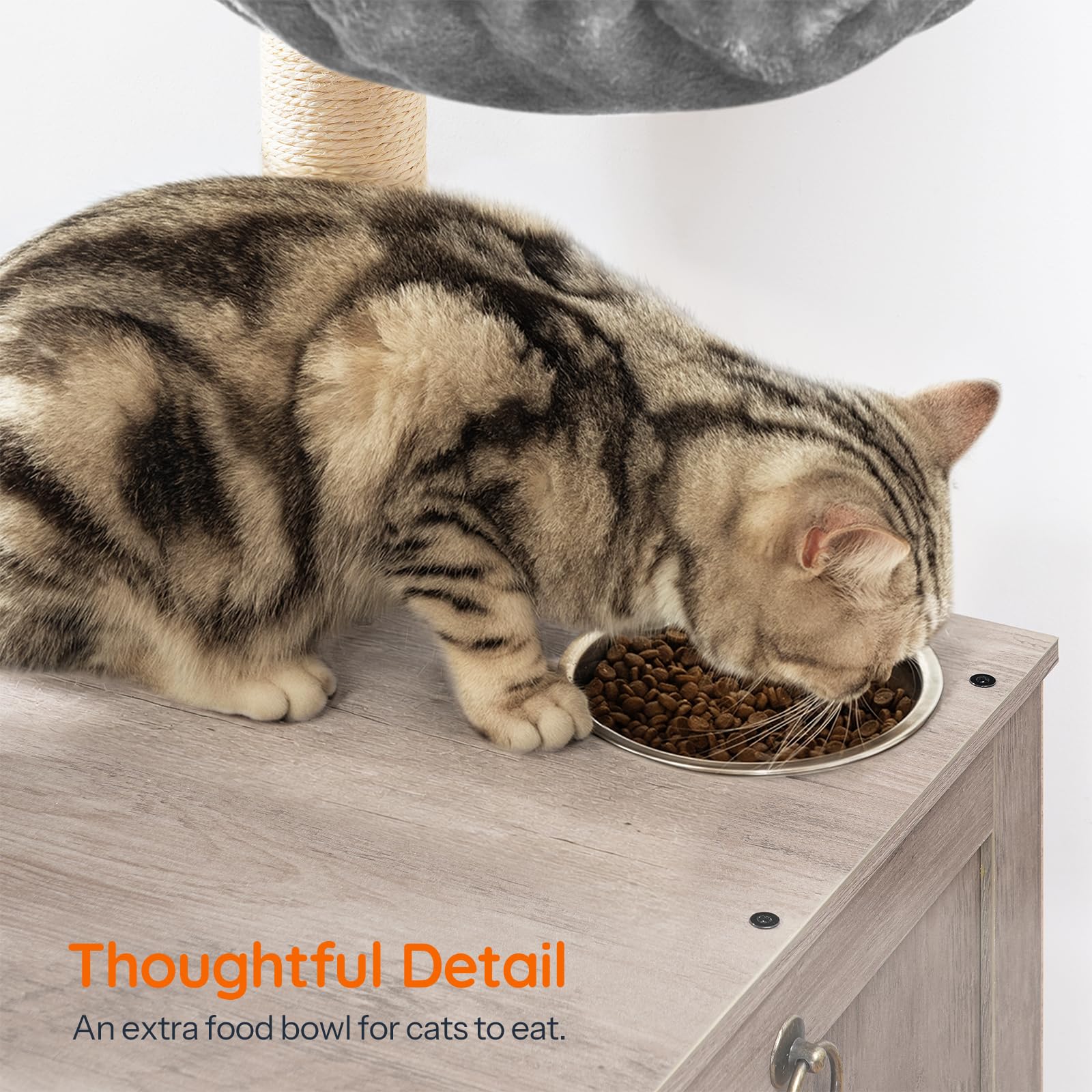 Hoobro Cat Tree With Litter Box Enclosure, 44'' Tall Wooden Cat Tower With Scratching Posts, Cat Hammock, Hidden Litter Box Furn