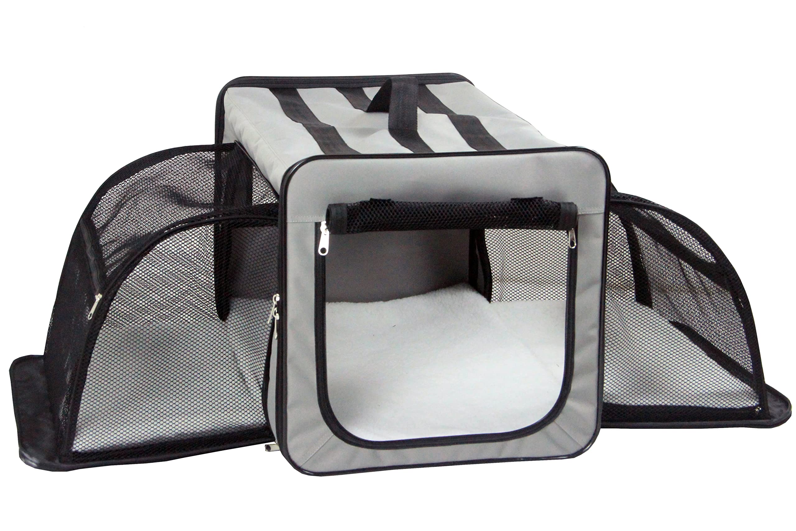 Pet Life Capacious Dual-Expandable Wire Folding Lightweight Collapsible Travel Pet Dog Crate(D0102H703JV.)