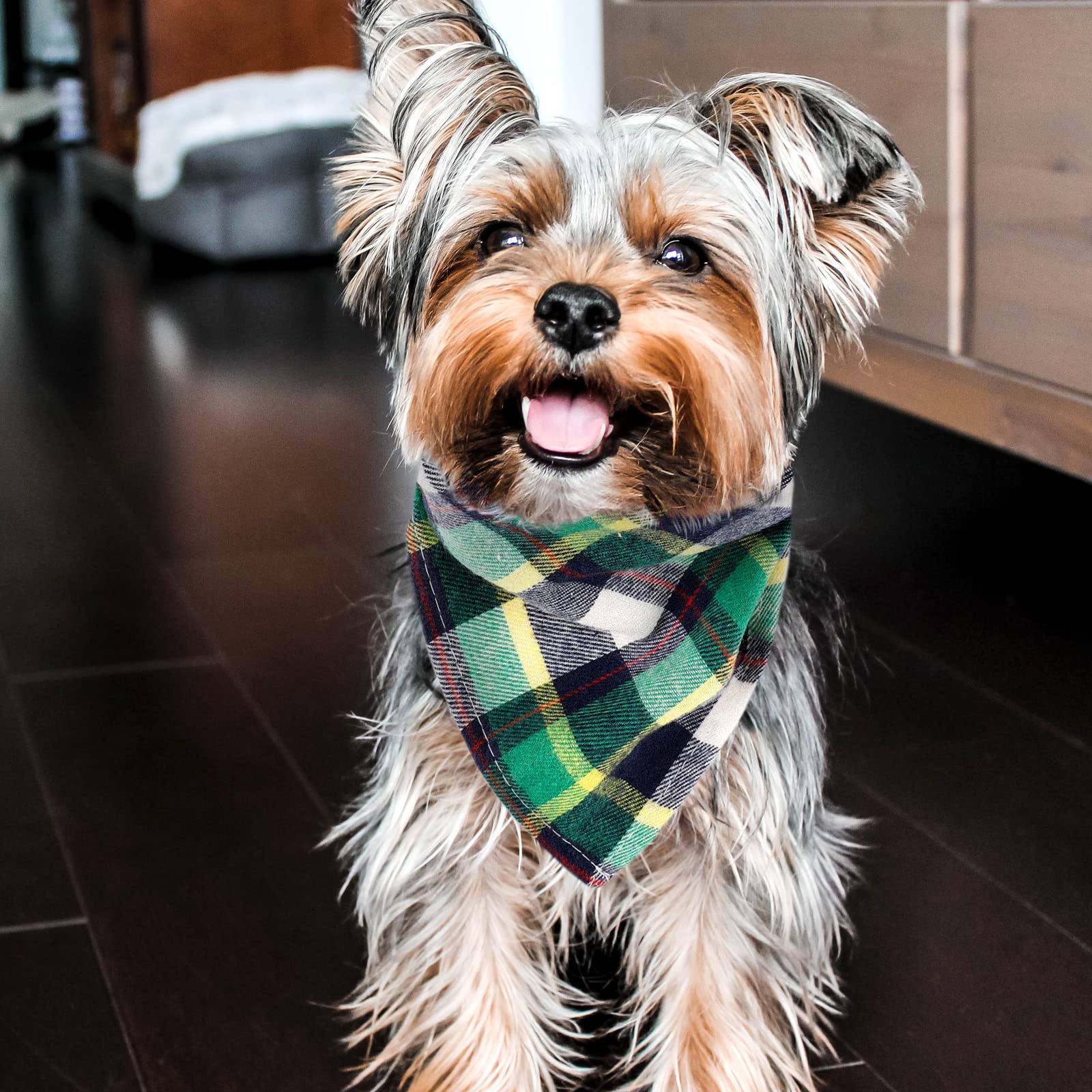 Segarty Fall Dog Bandanas, 10 Pack 22.8'X15.7' Plaid Bibs Pet Triangle Scarf Accessories Bulk For Small Medium Cats Dogs Large Puppy Dogs, Washable Adjustable Boy Pets Birthday Kerchief