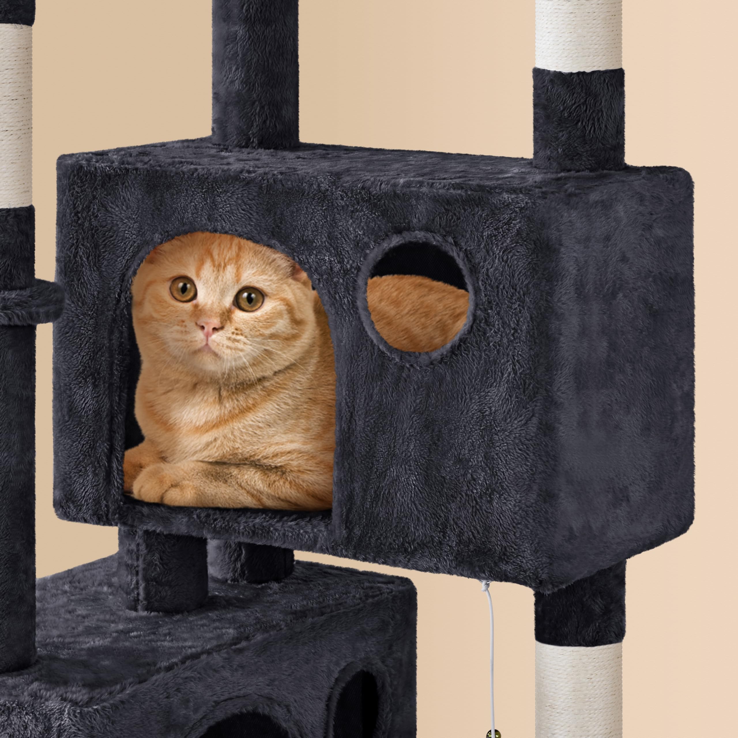 Yaheetech Multil-Level Cat Tree Cat House For Large Cats, 64.5In Cat Tower For Indoor Cats As Modern Activity Center With Scratc
