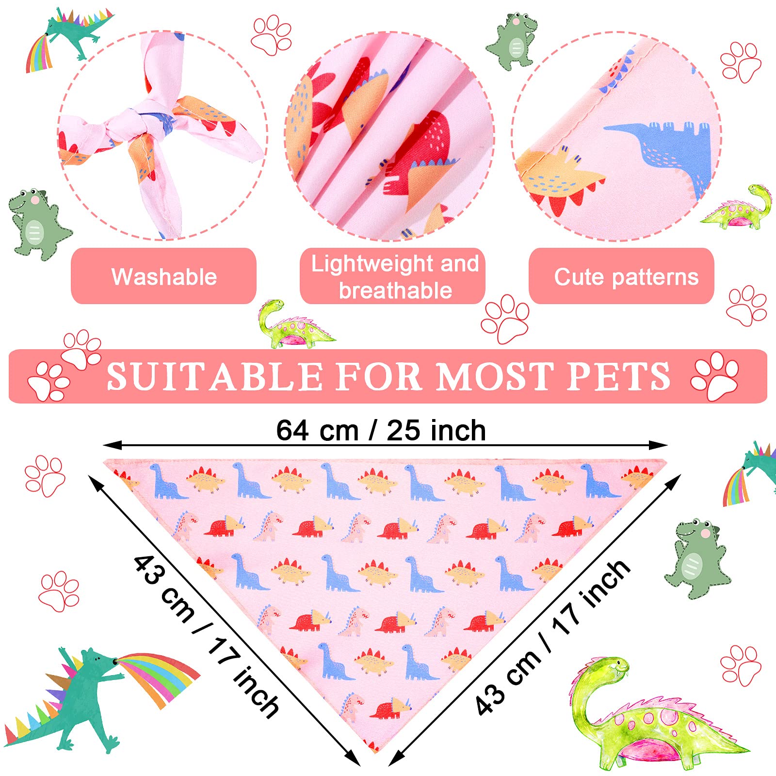 8 Pieces Summer Boy Dog Bandanas Dinosaur Triangle Bid Scarf For Dogs Pet Cute Colorful Adjustable Bandana Accessories For Small