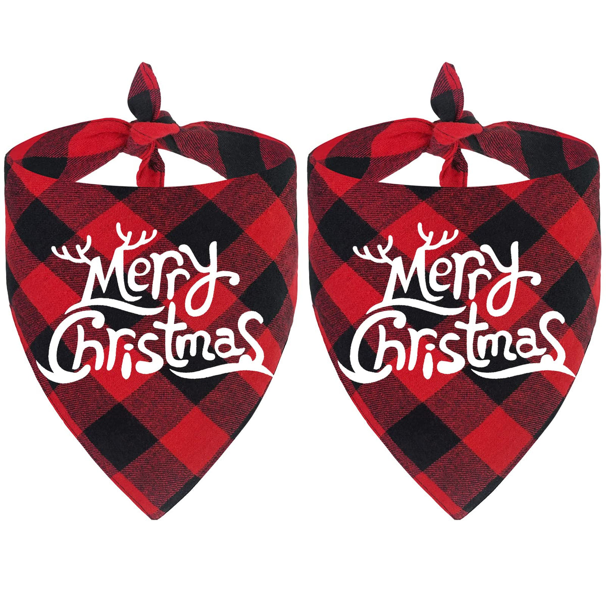 Malier 2 Pack Dog Bandanas Christmas Classic Buffalo Plaid Dog Bandana Dog Scarf Triangle Bibs Kerchief Merry Christmas Pet Costume For Small Medium Large Dogs Cats Pets (Christmas 7, Small)