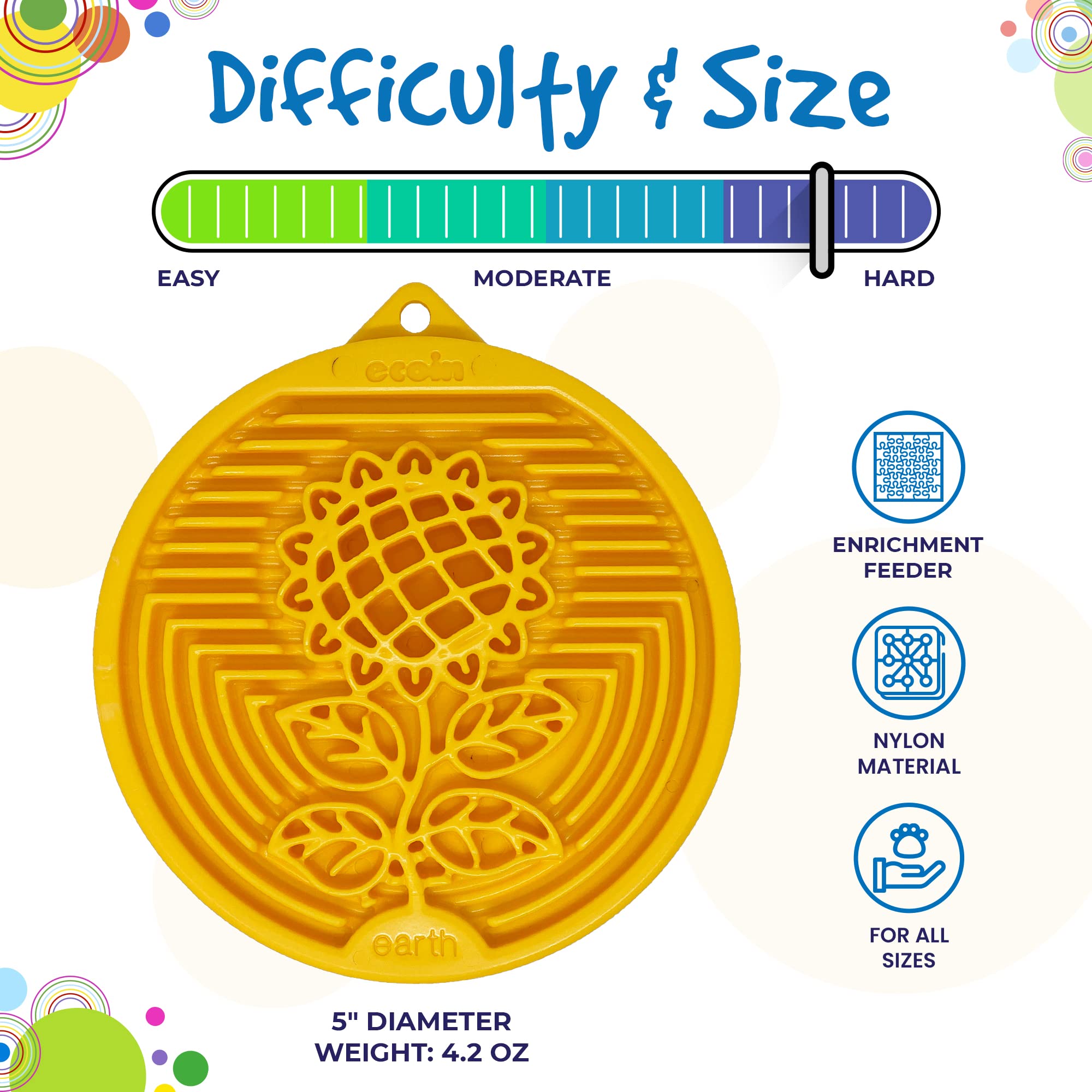 SodaPup Earth eCoin - Durable Slow Feeder Tray Made in USA from Non-Toxic, Pet-Safe, Food Safe Nylon Material for Mental Stimula