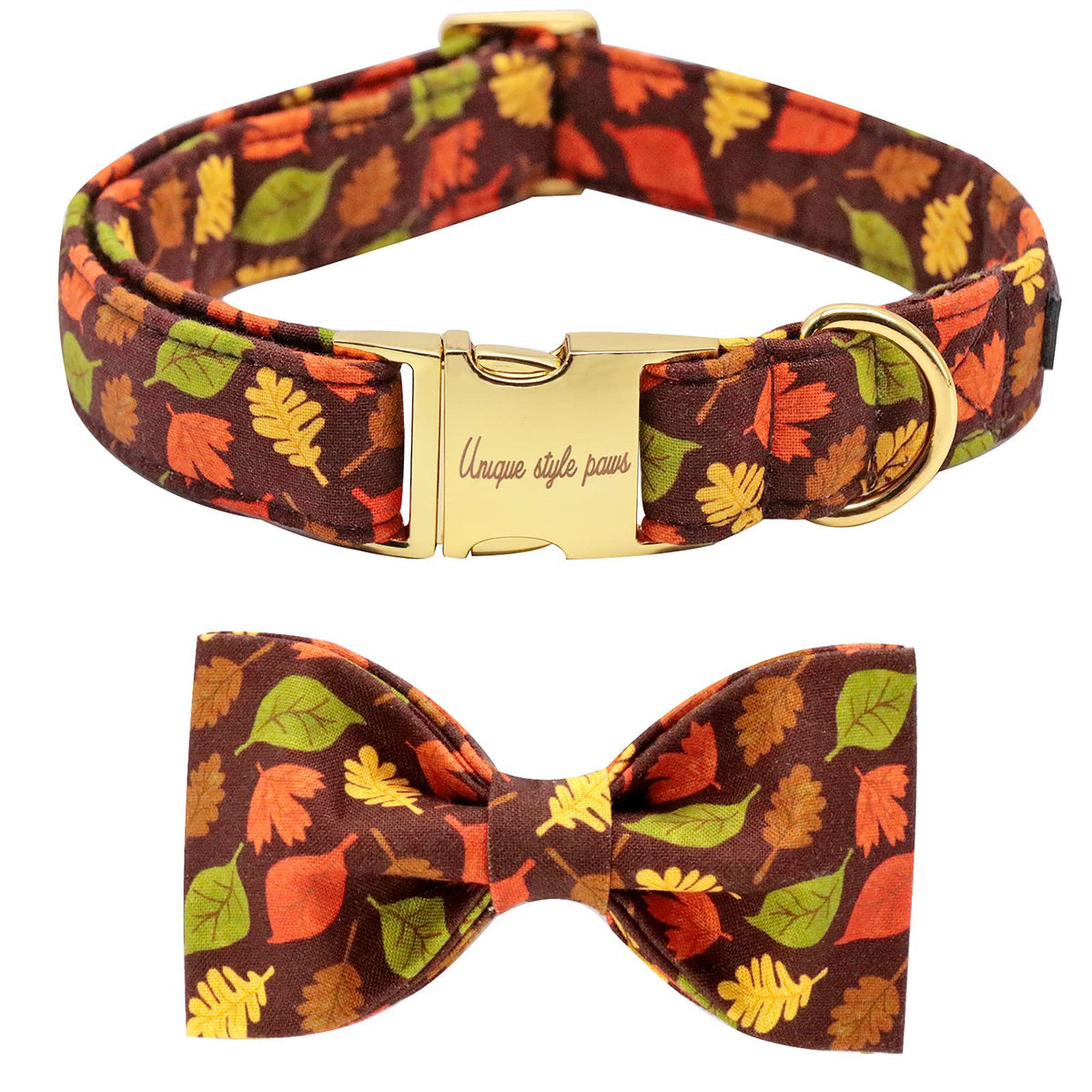 Unique Style Paws Fall Dog Collar With Bow, Puppy Collar Pet Gift Adjustable Dog Collar Soft And Comfy Bowtie Collars For Large Girl Or Boy Dogs