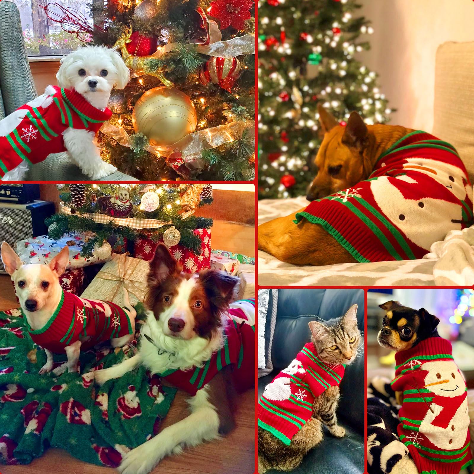 Axiijgl Small Dog Christmas Sweater - Snowflake Snowman Fleece Holiday Clothes With Leash Hole For Dachshund Chihuahua Frenchie