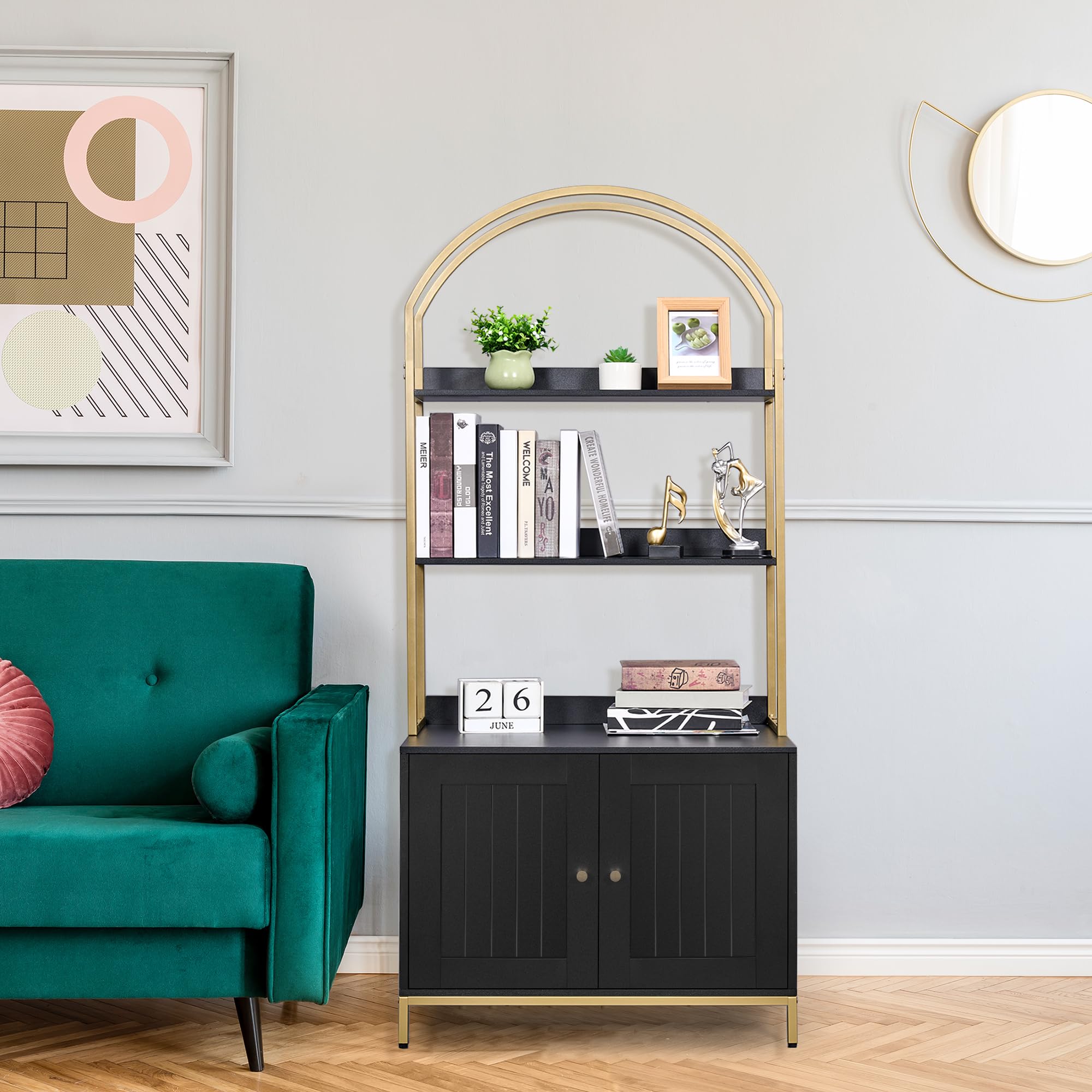 Homhedy Cat Litter Box Enclosure, Litter Box Furniture Hidden With 2-Tier Storage Shelves, Wooden Cat Washroom Furniture With Me