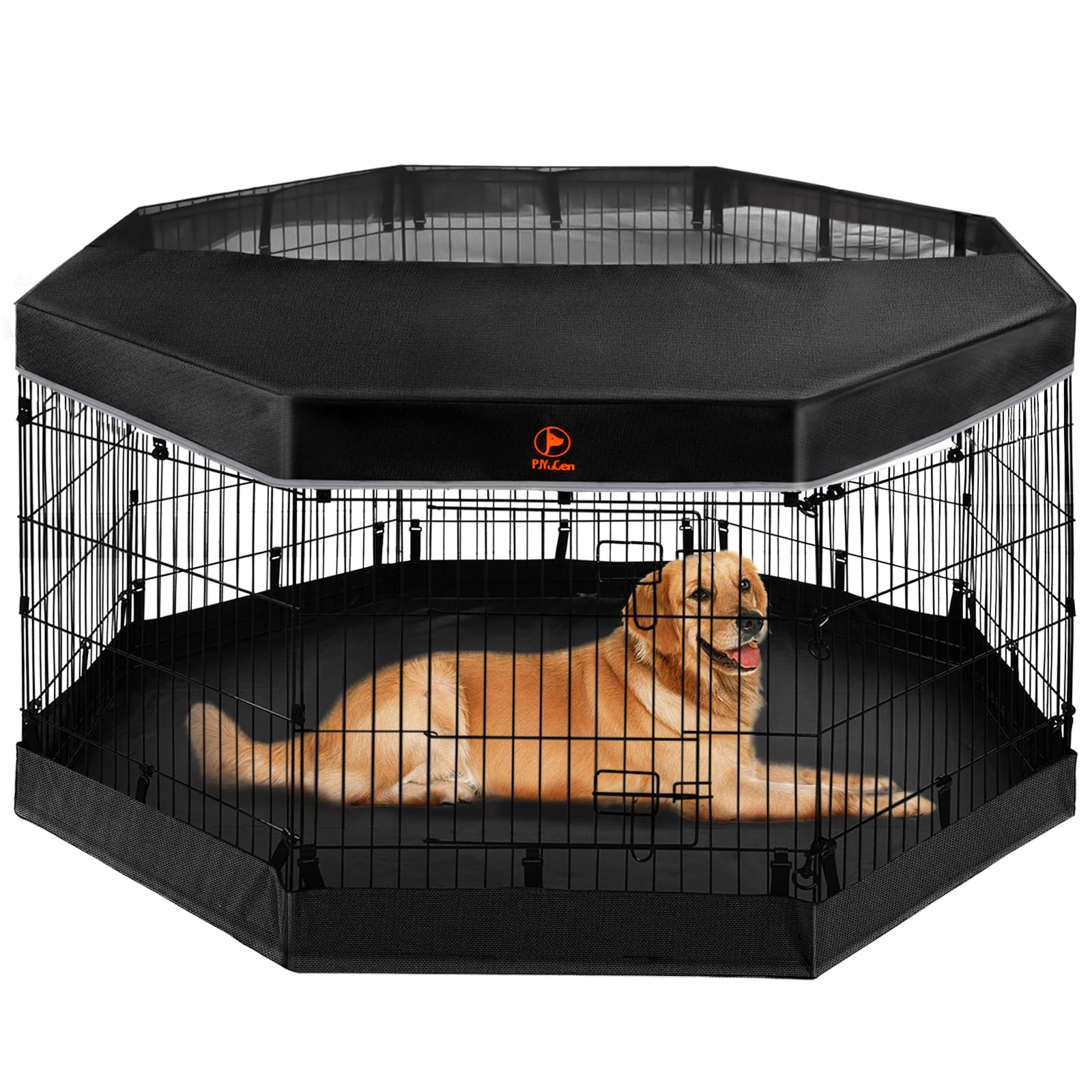 Pjyucien Dog Playpen - Metal Foldable Dog Exercise Pen, Pet Fence Puppy Crate Kennel Indoor Outdoor With 8 Panels 30