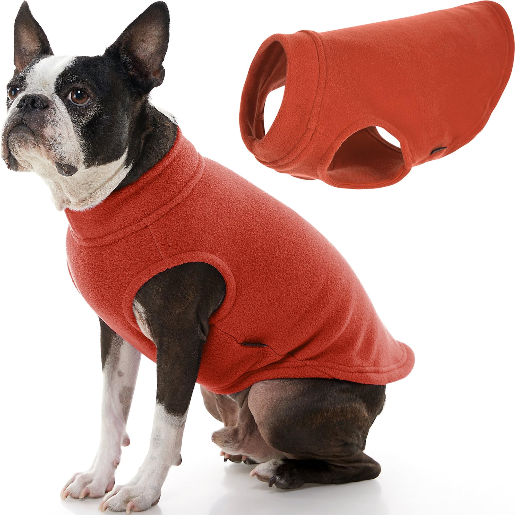 Gooby Stretch Fleece Vest Dog Sweater - Pumpkin, Large - Warm Pullover Fleece Dog Jacket - Winter Dog Clothes For Small Dogs Boy Or Girl - Dog Sweaters For Small Dogs To Dog Sweaters For Large Dogs
